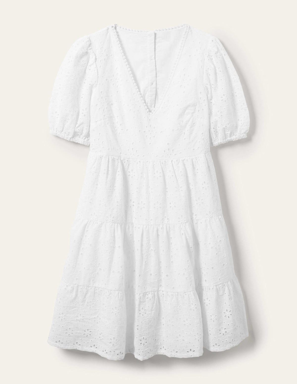 Back Detail Broderie Dress-White-6