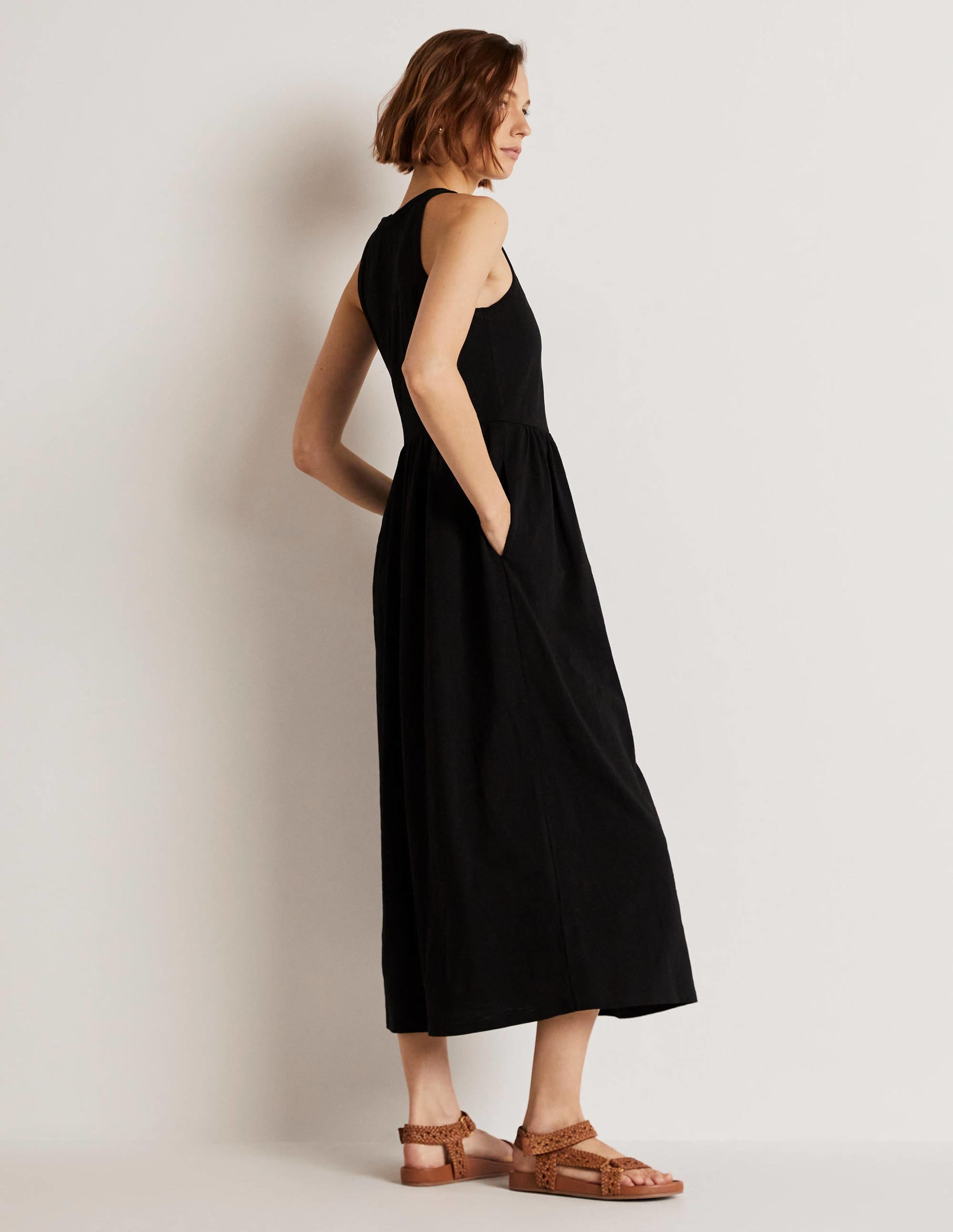 Sleeveless Jersey Midi Dress-Black - Image 9