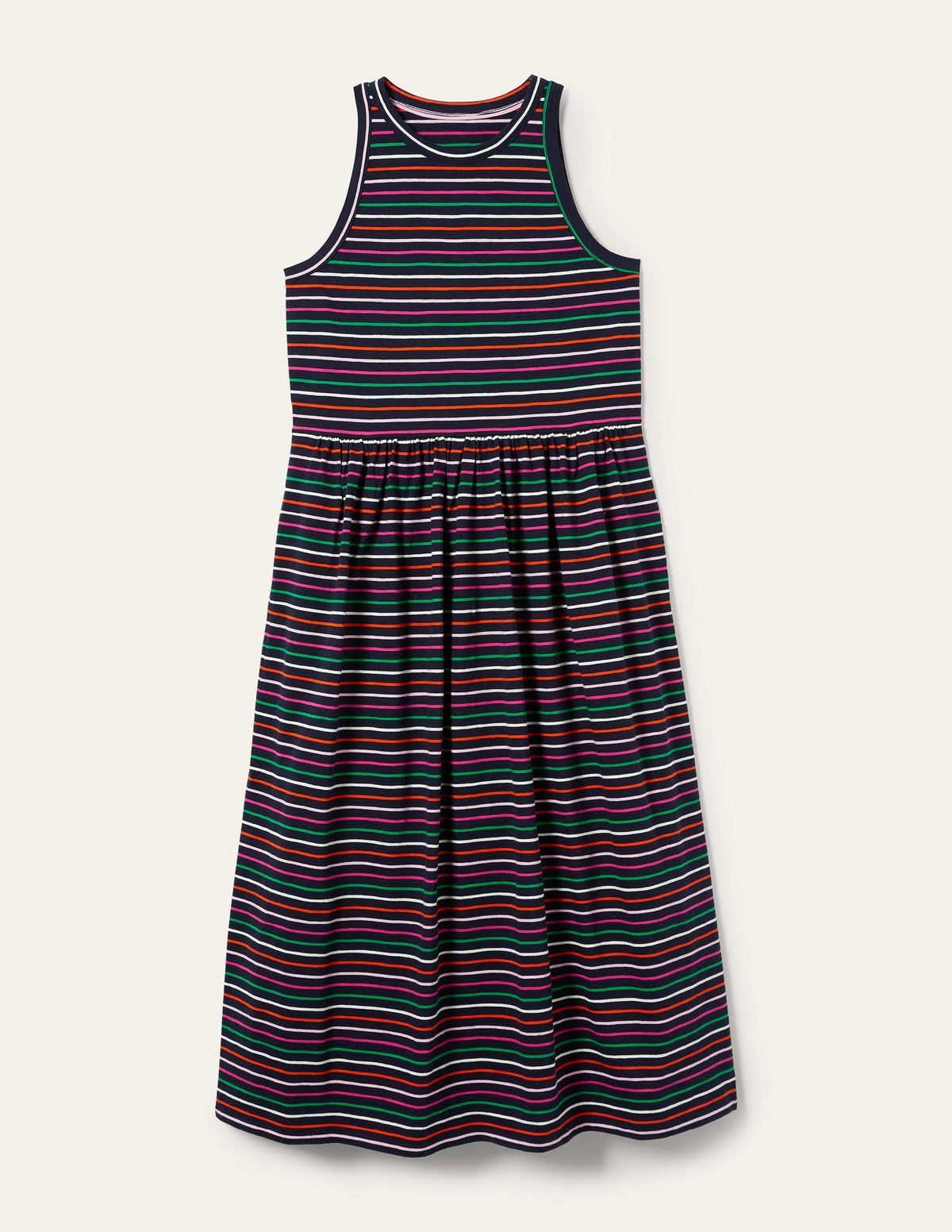 Sleeveless Jersey Midi Dress-Navy Multi Stripe - Image 11