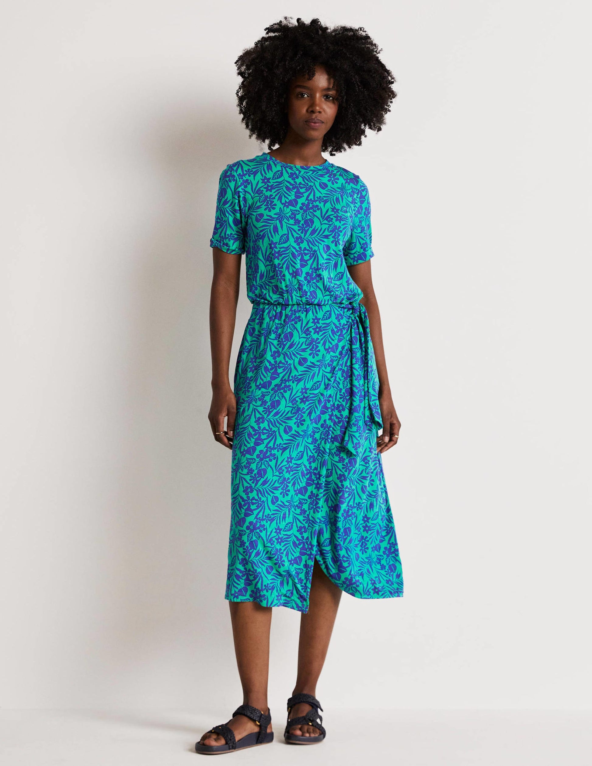Amanda Jersey Midi Dress-Emerald, Tropic Foliage-6
