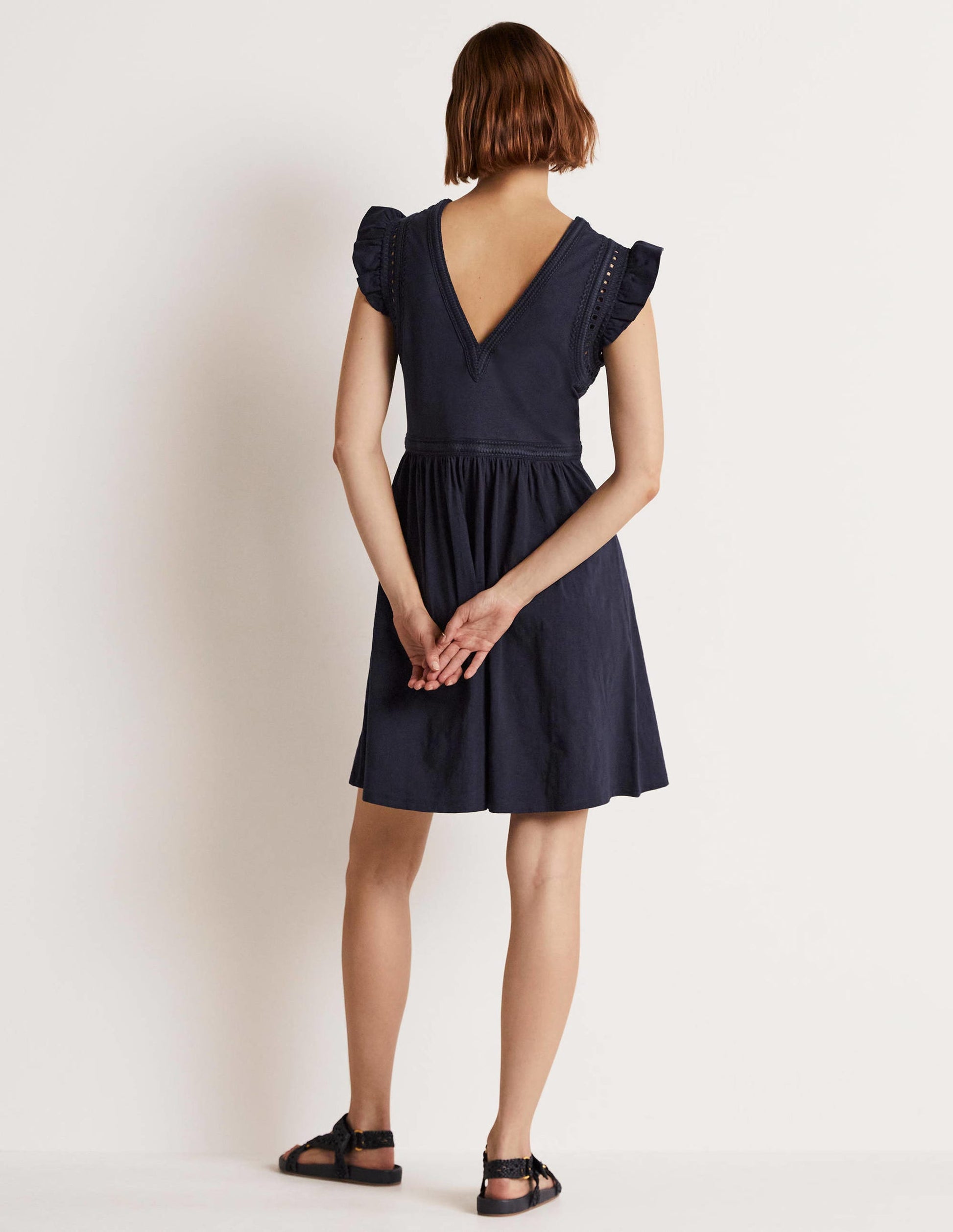 Empire Detail Jersey Dress-Navy-3