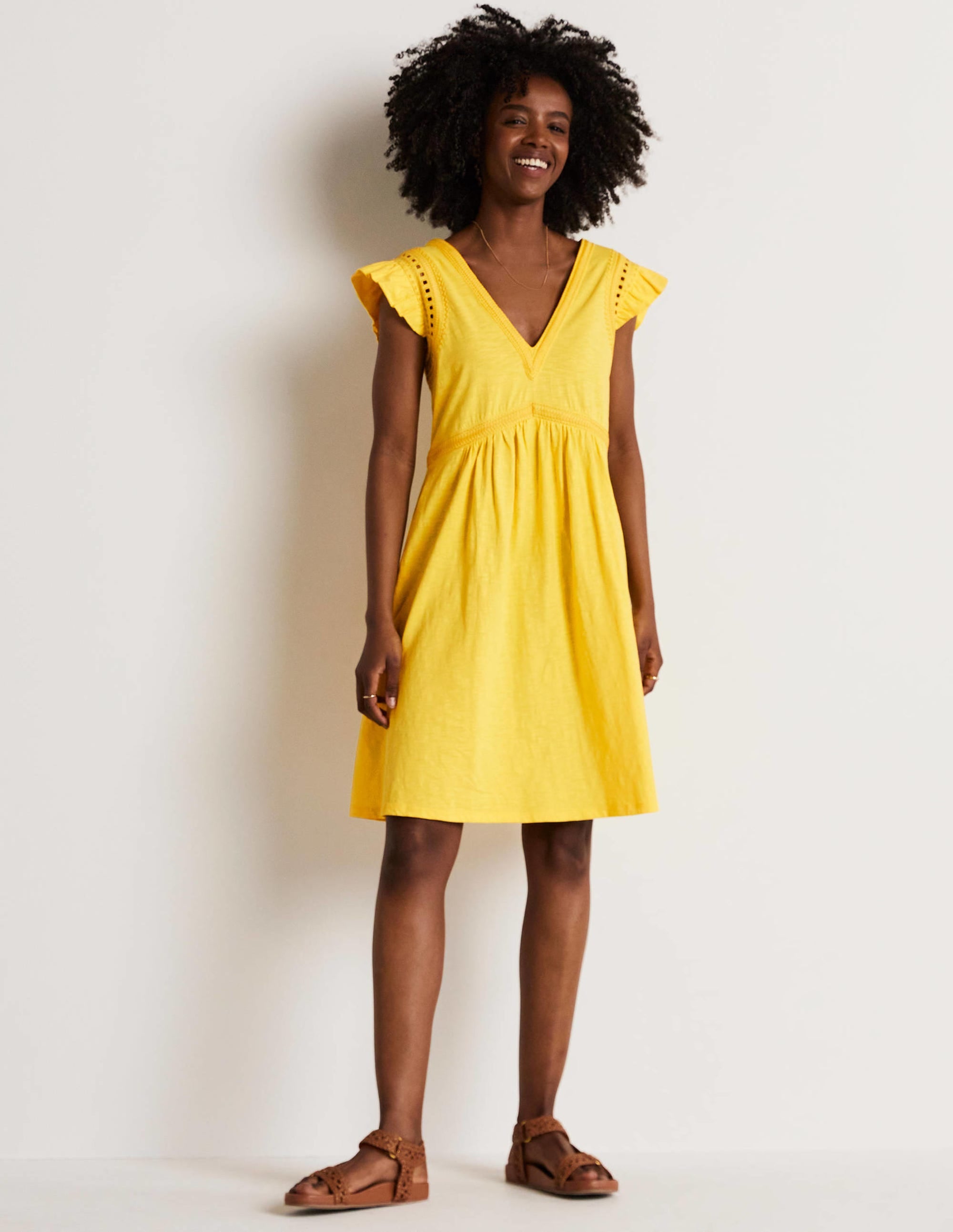 Empire Detail Jersey Dress-Lemon Fizz - Image 9