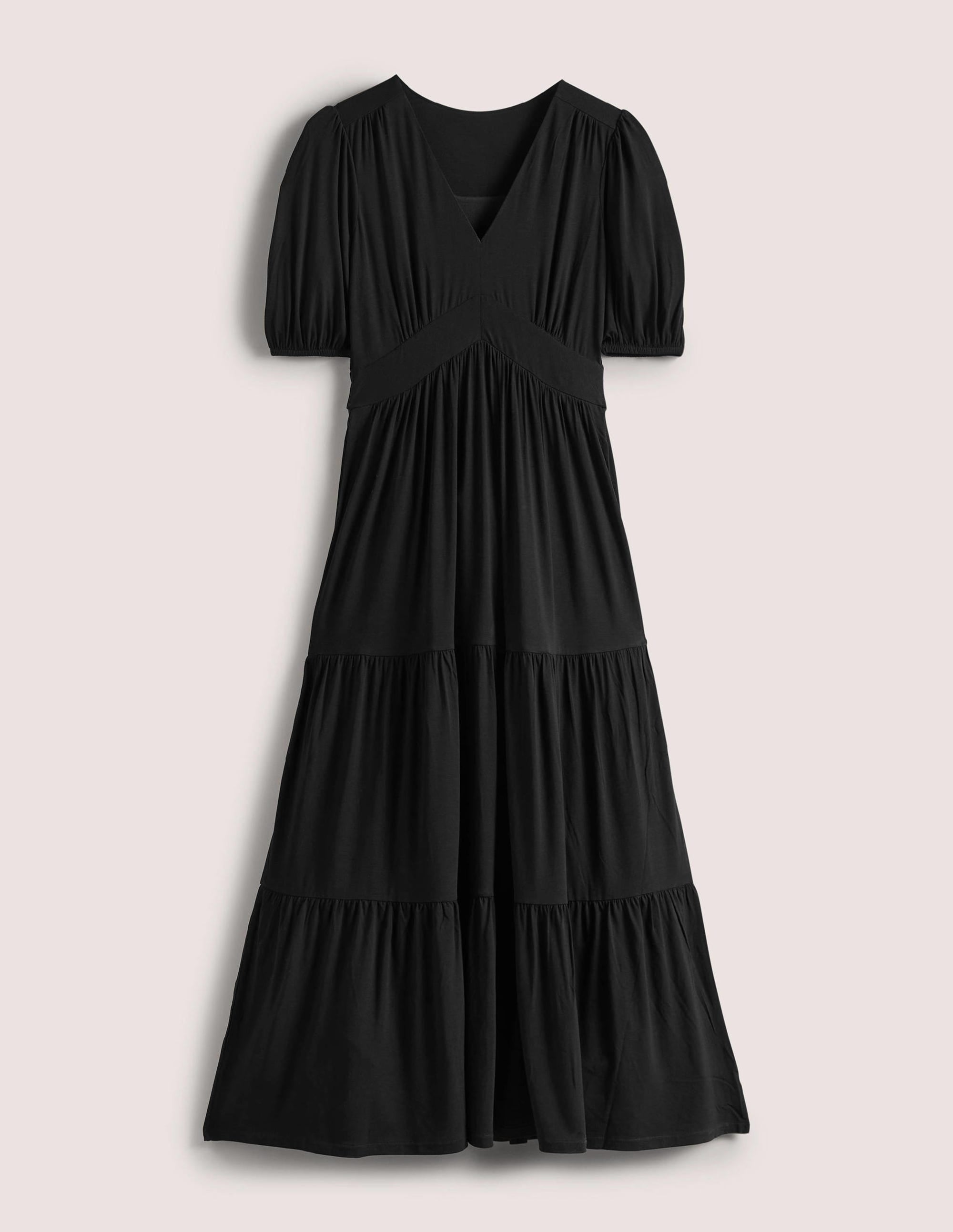 Tiered Jersey Maxi Tea Dress-Black - Image 6