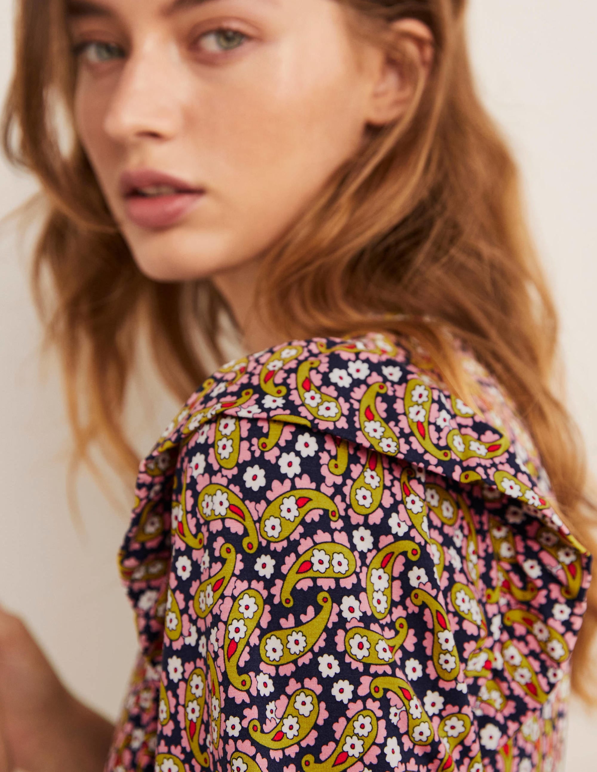 Ruffle Jersey Midi Dress-Citronelle Petal Paisley - Image 2
