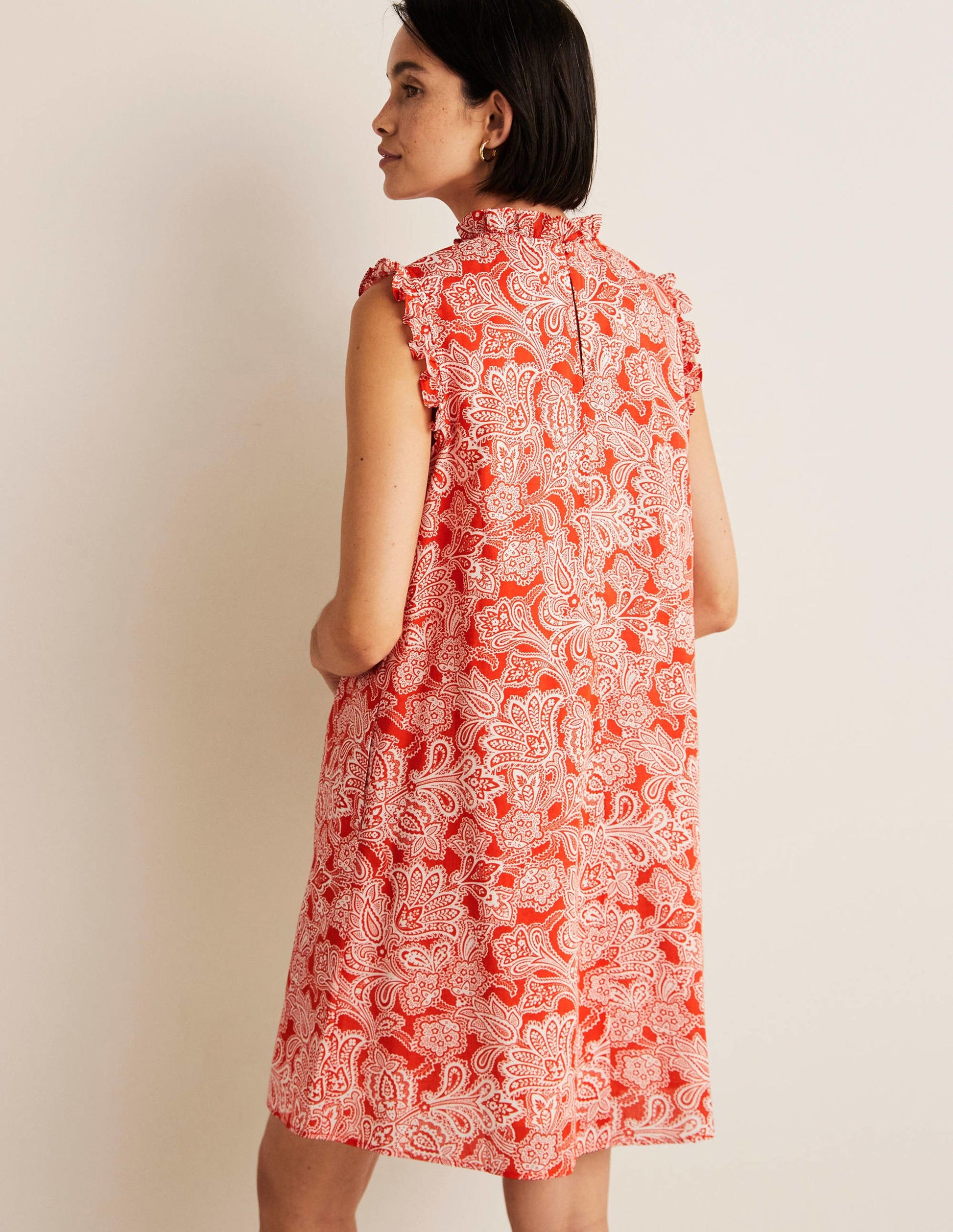Sleeveless Smocked Mini Dress-Firecracker, Paisley Bud-7