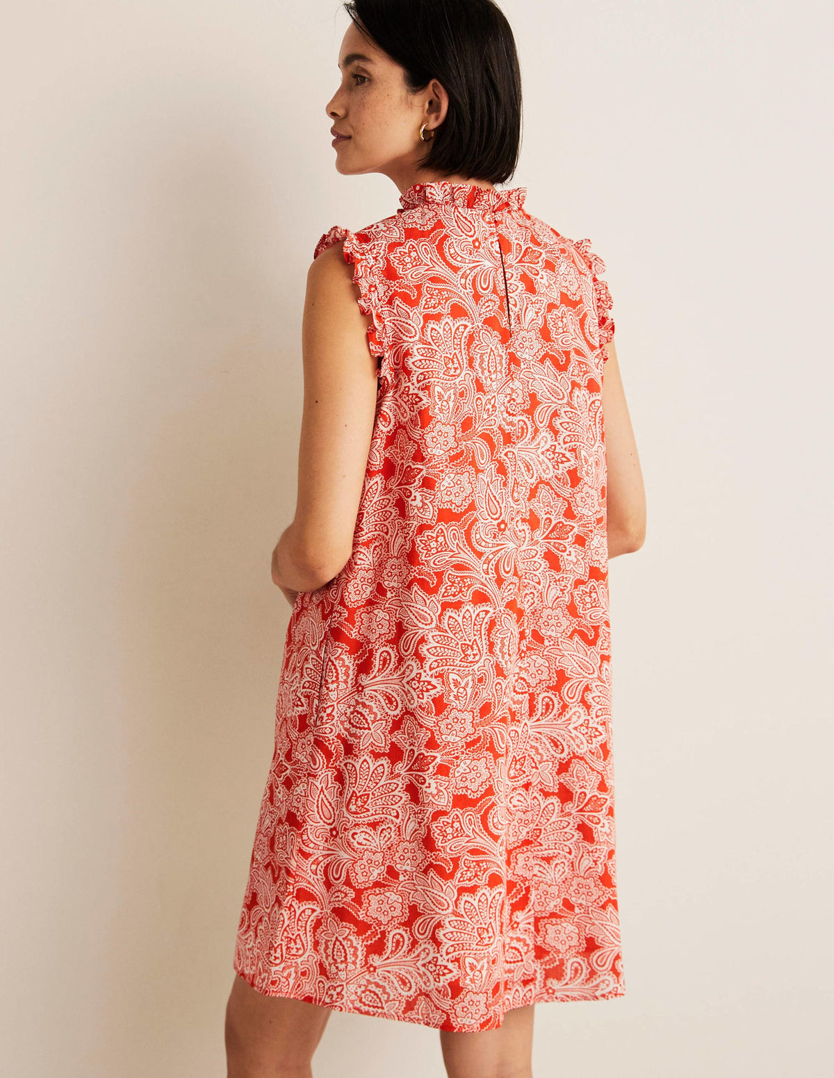 Sleeveless Smocked Mini Dress-Firecracker, Paisley Bud - Image 3
