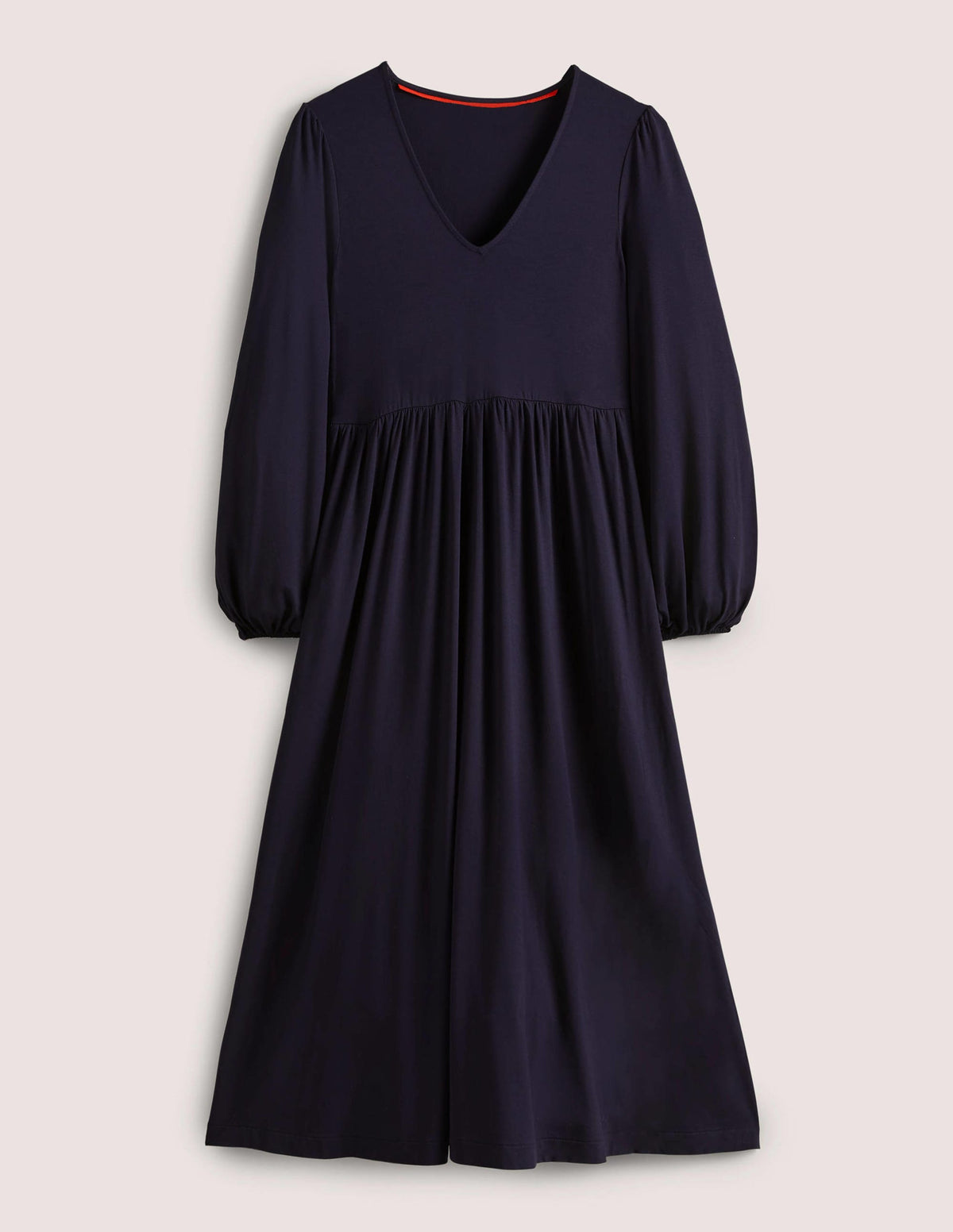 Long Sleeve Jersey Midi Dress-Navy - Image 5