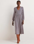 Long Sleeve Jersey Midi Dress-French Navy, Botanic Bud