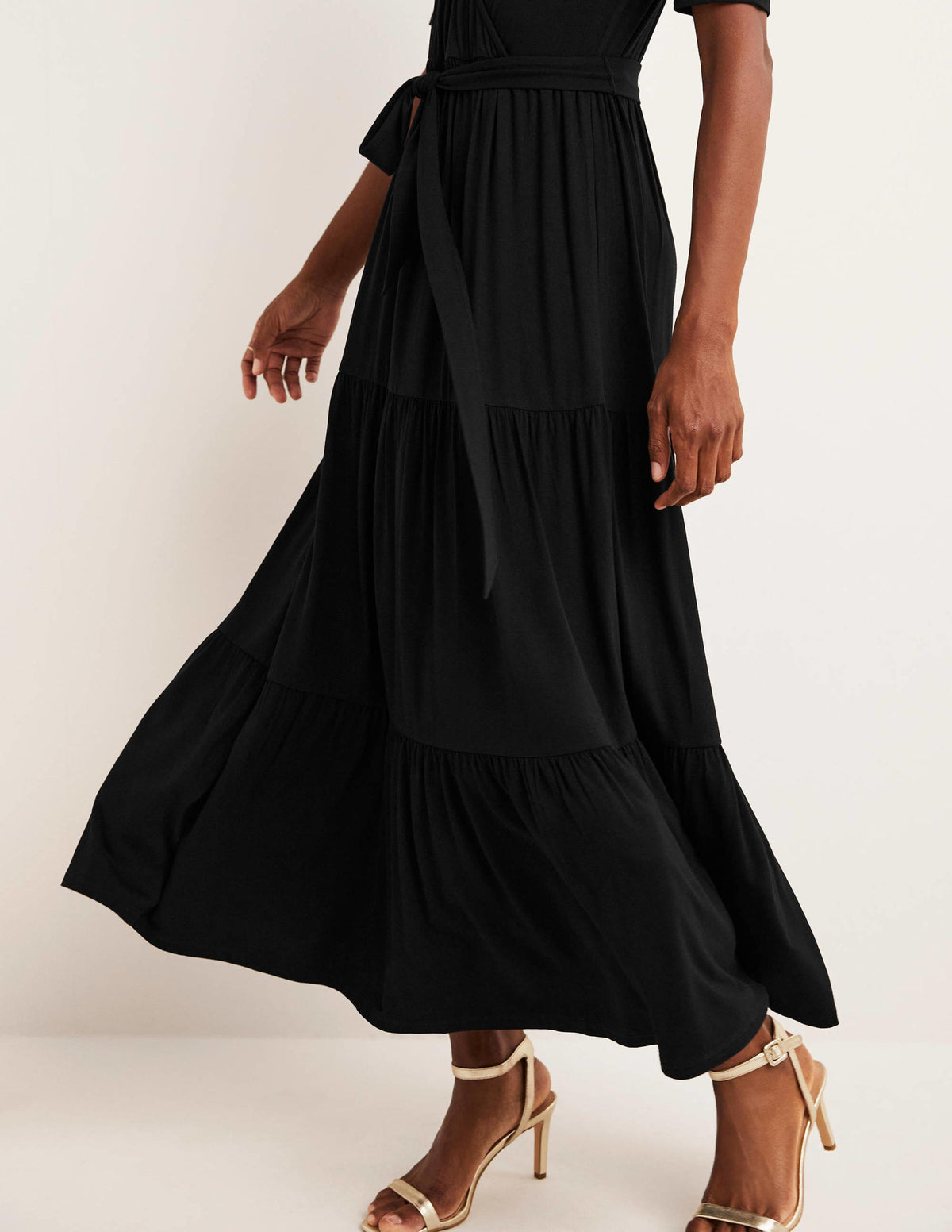 Tiered Wrap Jersey Maxi Dress-Black - Image 4
