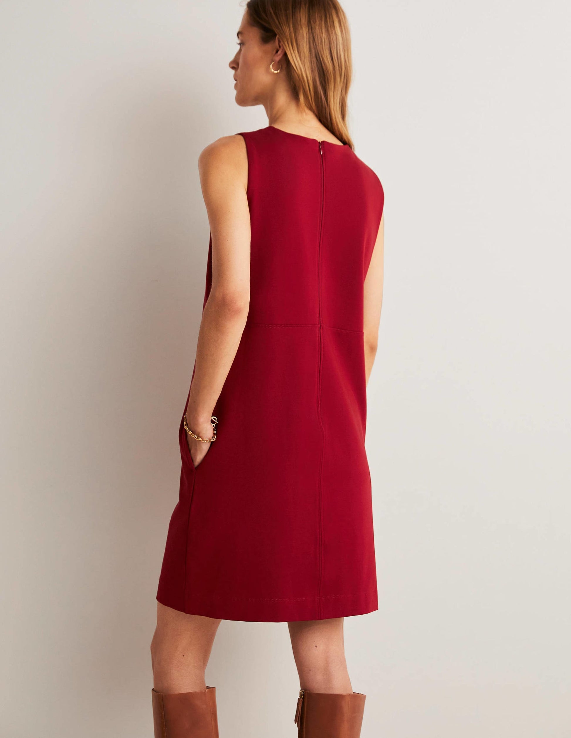 Jersey Mini Shift Dress-Russet Red-7