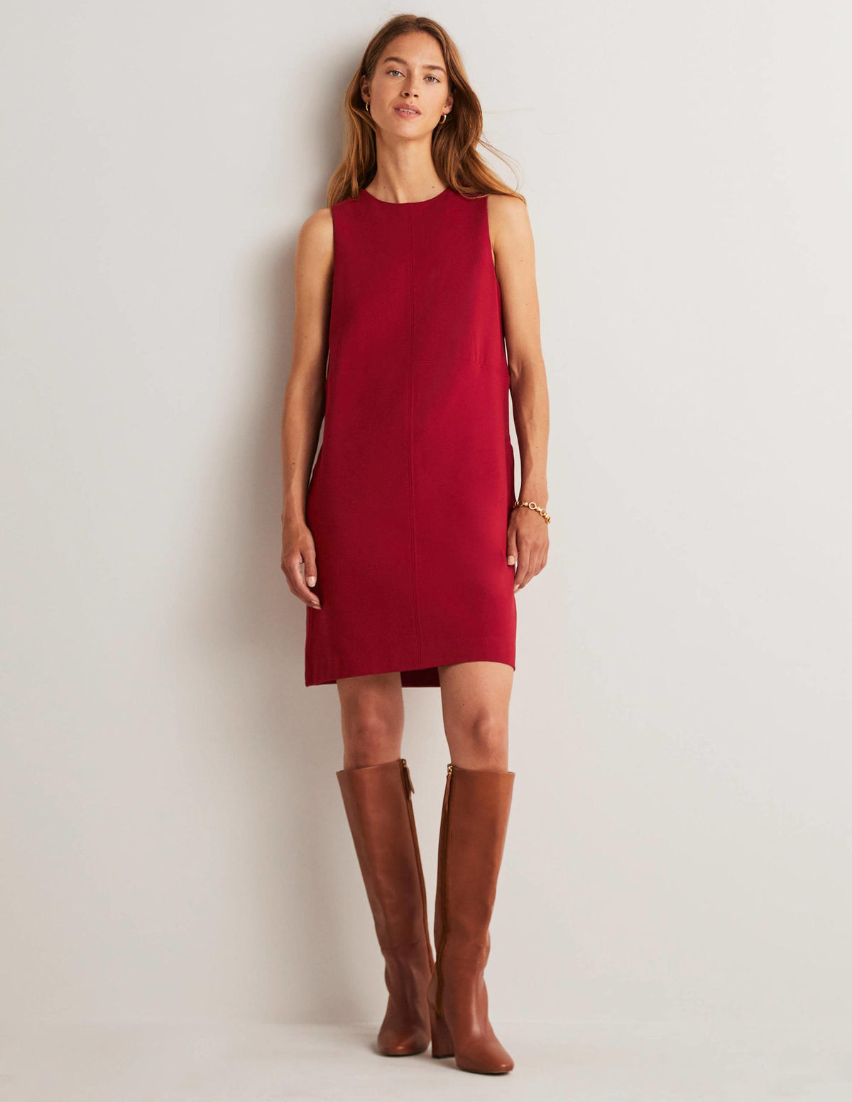 Jersey Mini Shift Dress-Russet Red-8