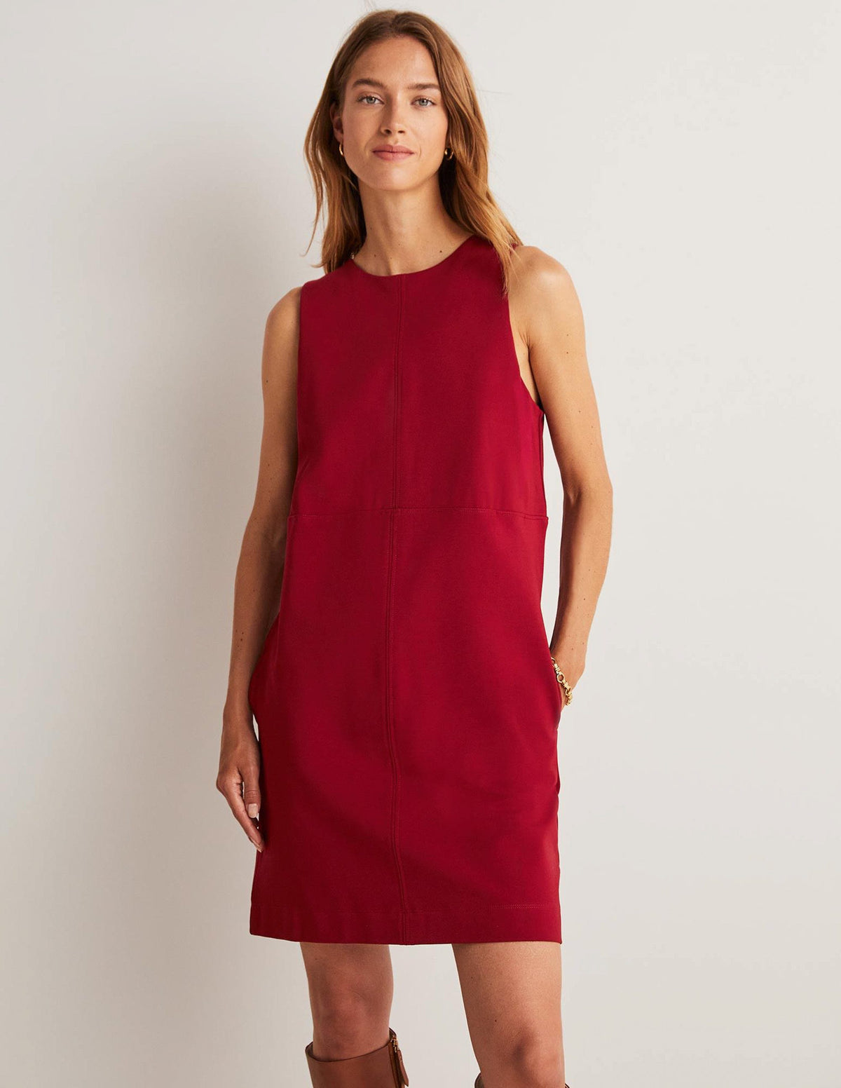 Jersey Mini Shift Dress-Russet Red-1