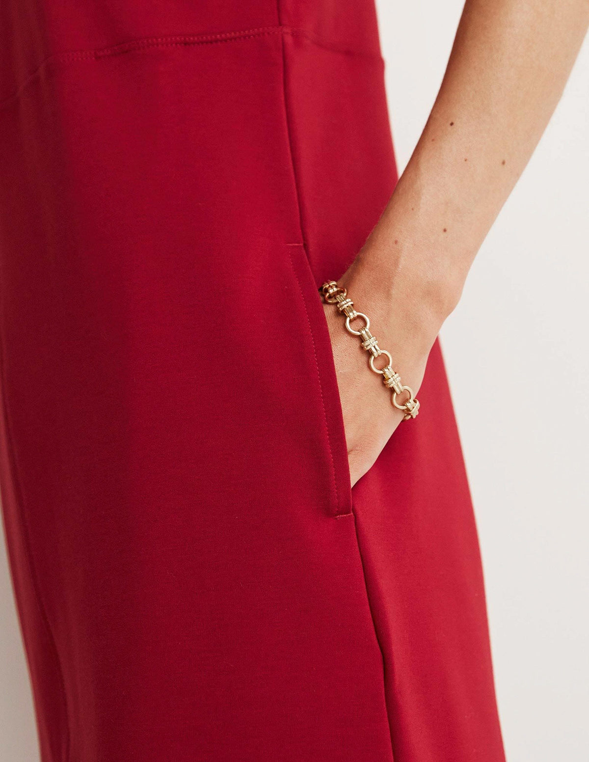 Jersey Mini Shift Dress-Russet Red - Image 2