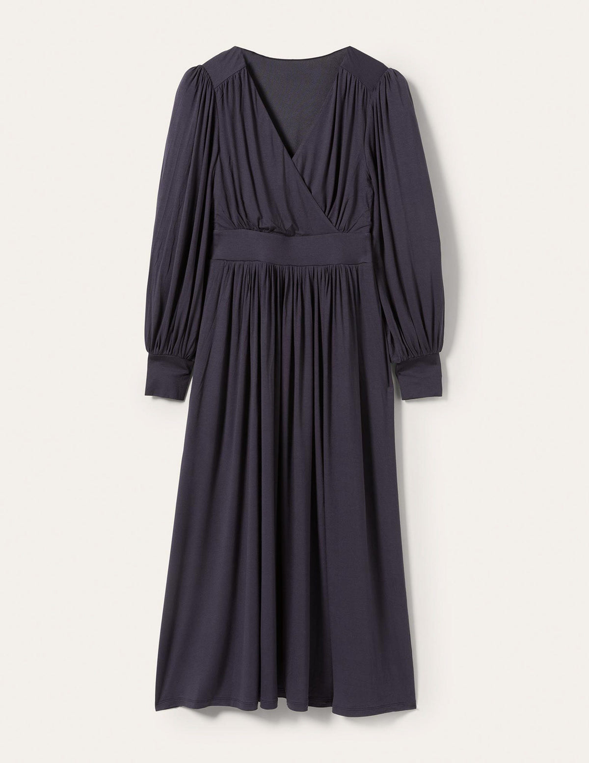 Fixed Wrap Jersey Midi Dress-Navy - Image 12