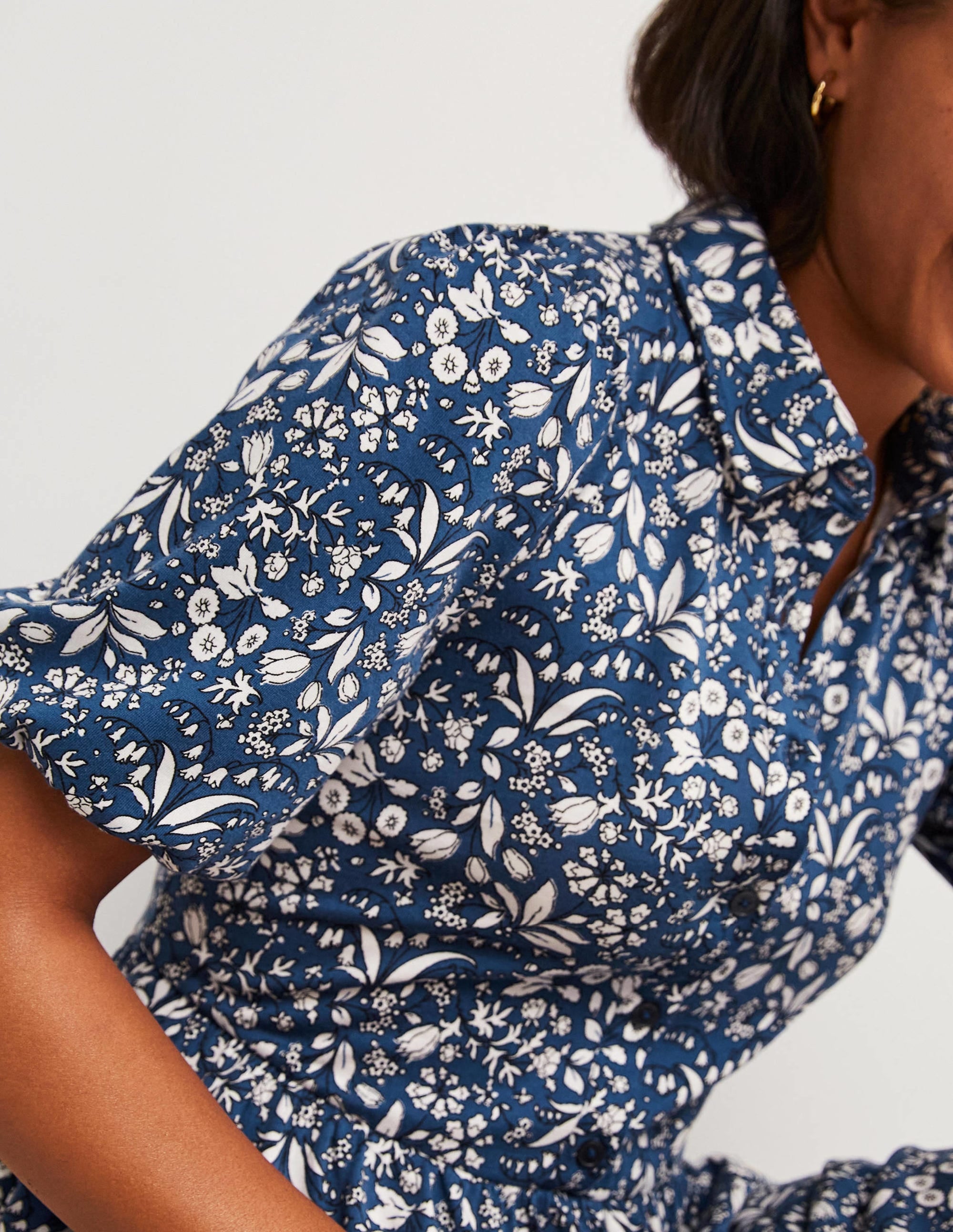 Mini Jersey Shirt Dress-Sea Blue, Wildflower - Image 2