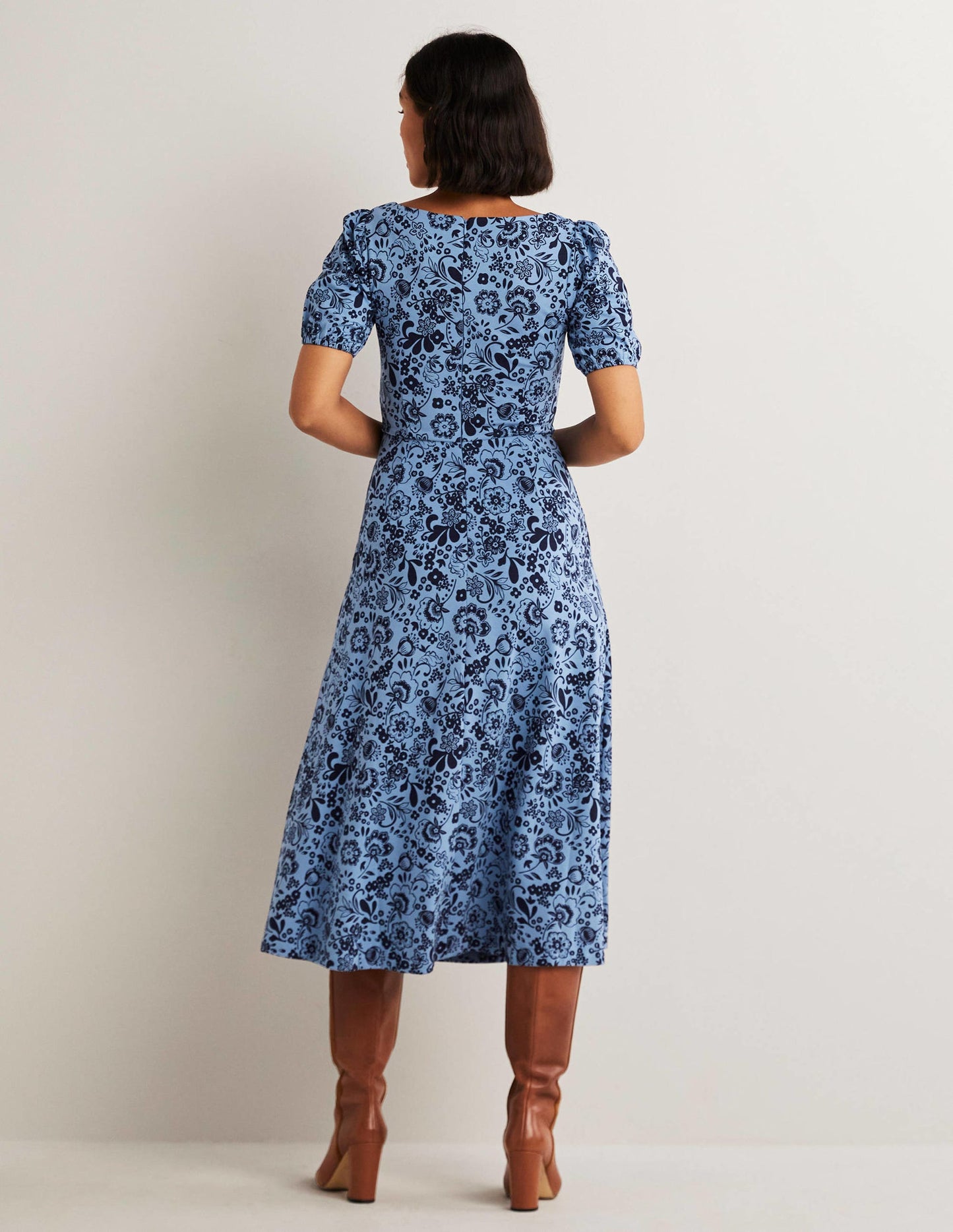 Short Sleeve Jersey Midi Dress-Riviera Blue, Pretty Paradise