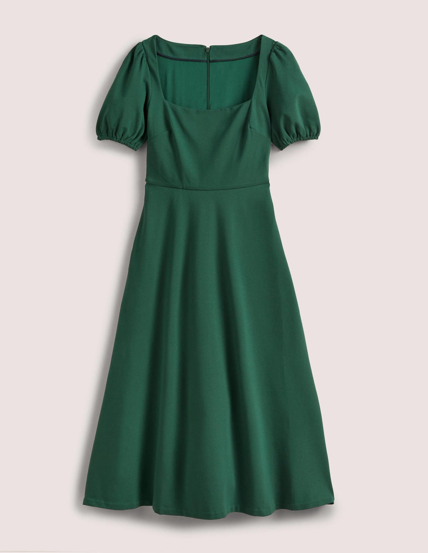 Short Sleeve Jersey Midi Dress-Hunter Green
