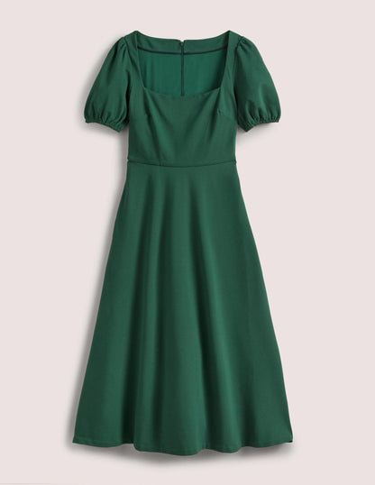 Short Sleeve Jersey Midi Dress-Hunter Green-5