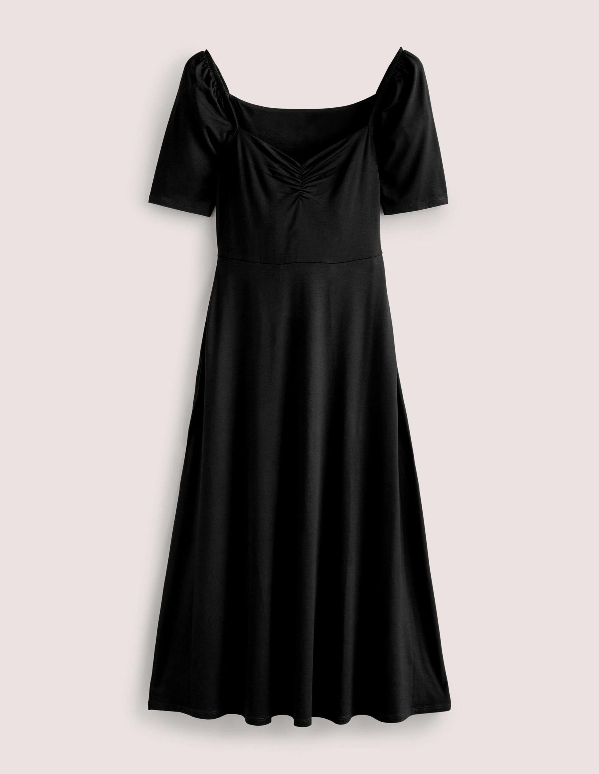 Sweetheart Jersey Midi Dress-Black-6