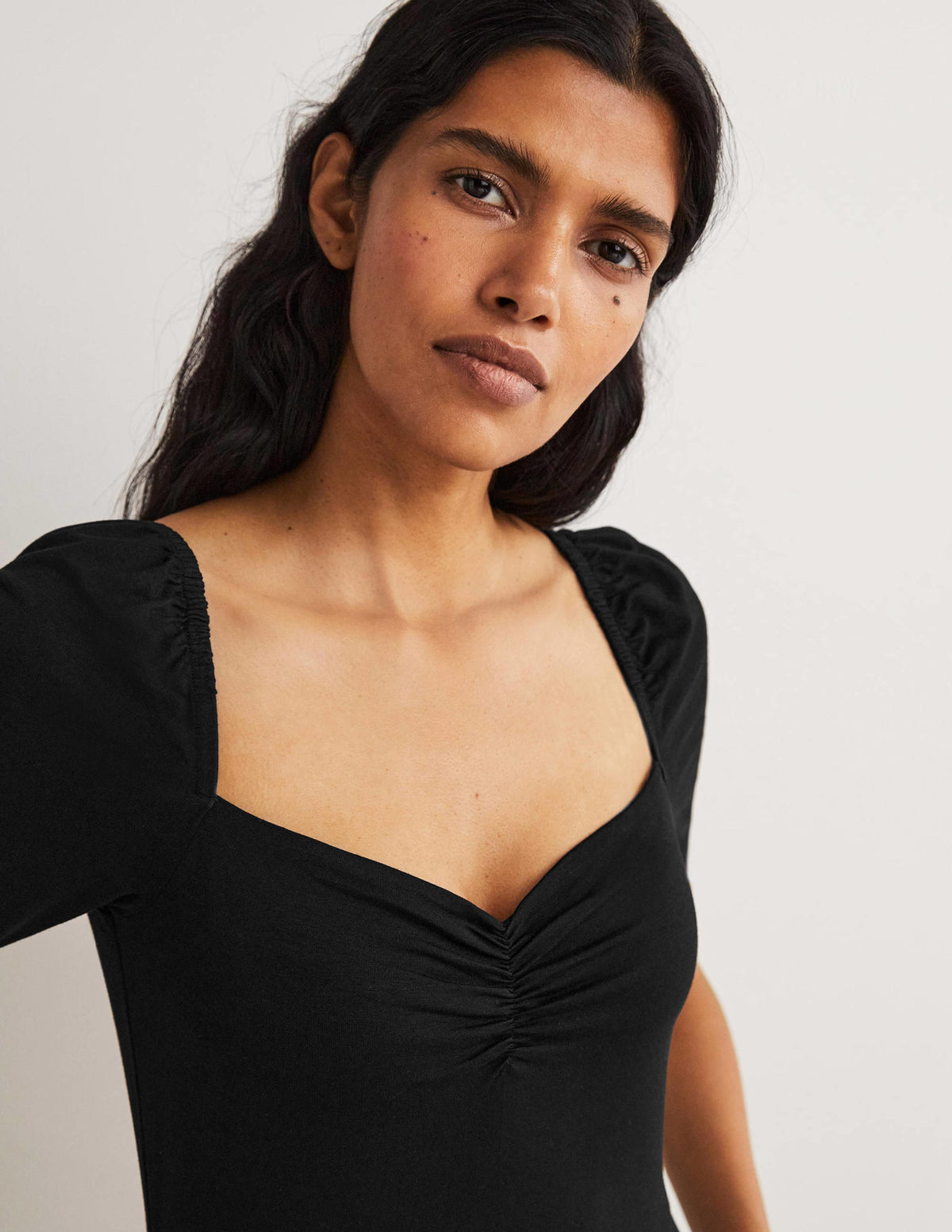 Sweetheart Jersey Midi Dress-Black - Image 2
