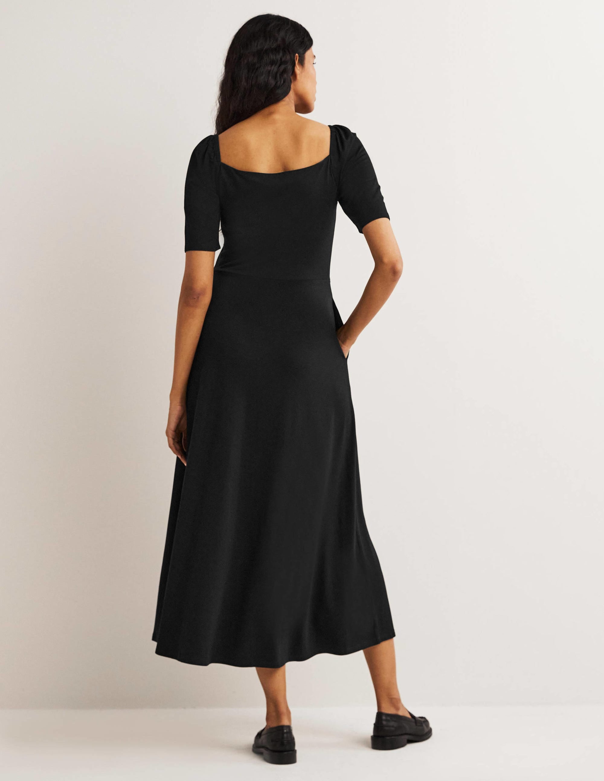 Sweetheart Jersey Midi Dress-Black - Image 3