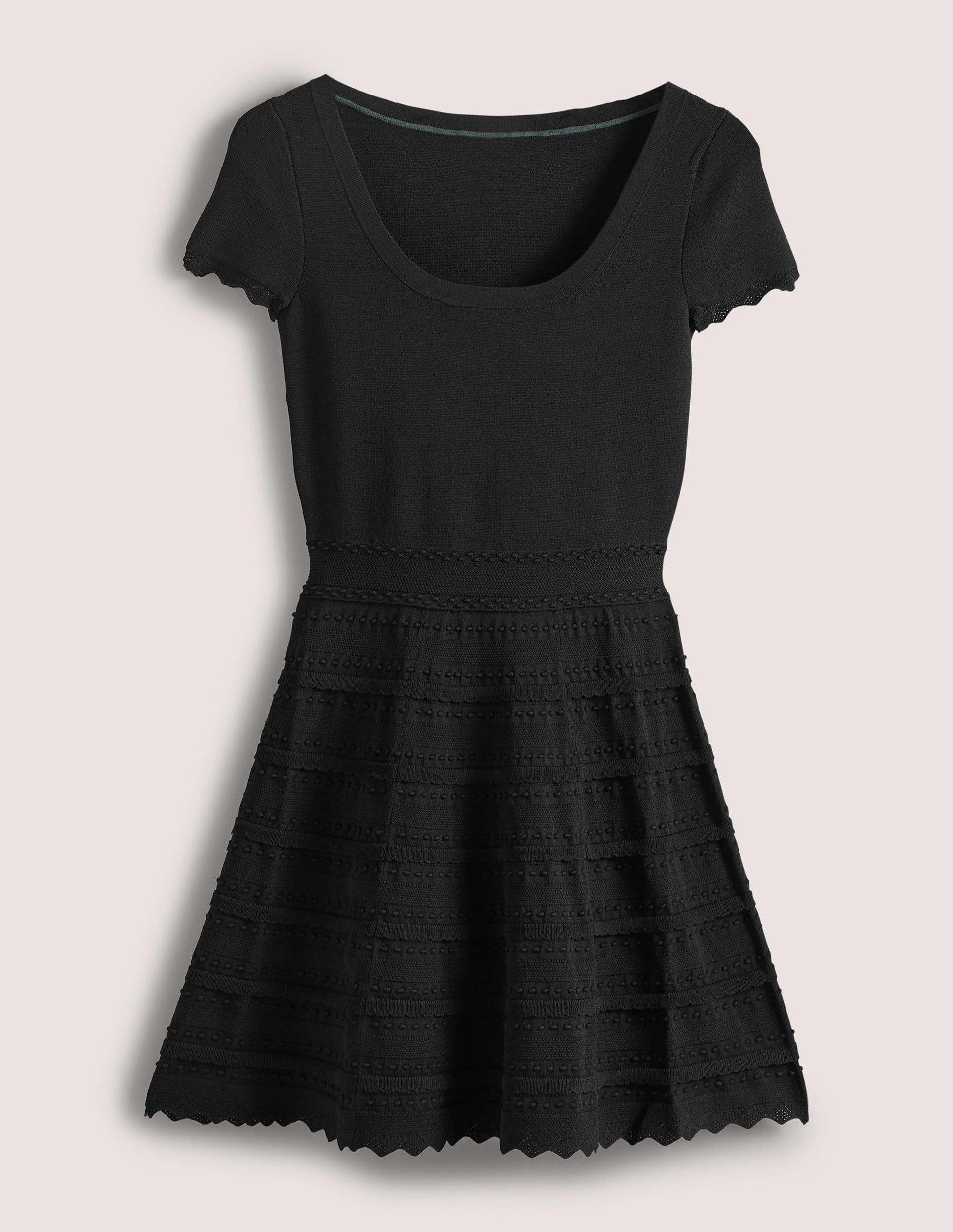 Detail Knitted Mini Dress-Black-7