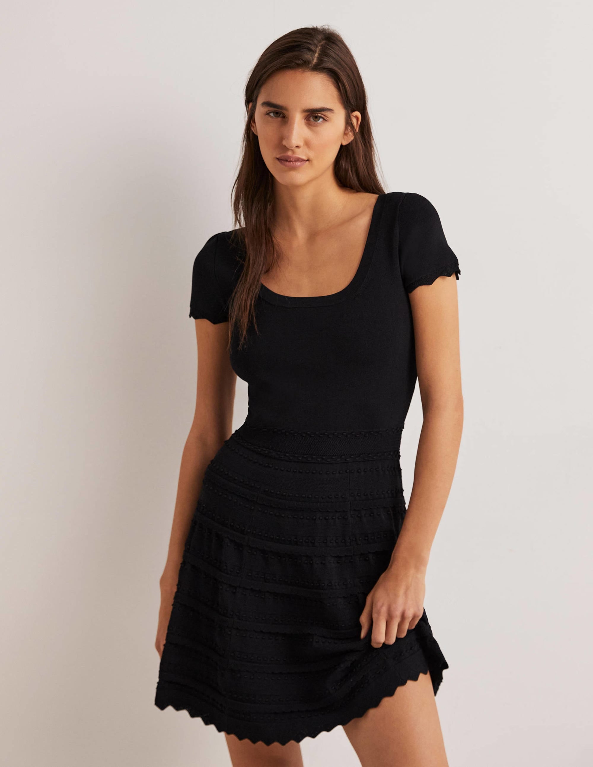 Detail Knitted Mini Dress-Black - Image 1