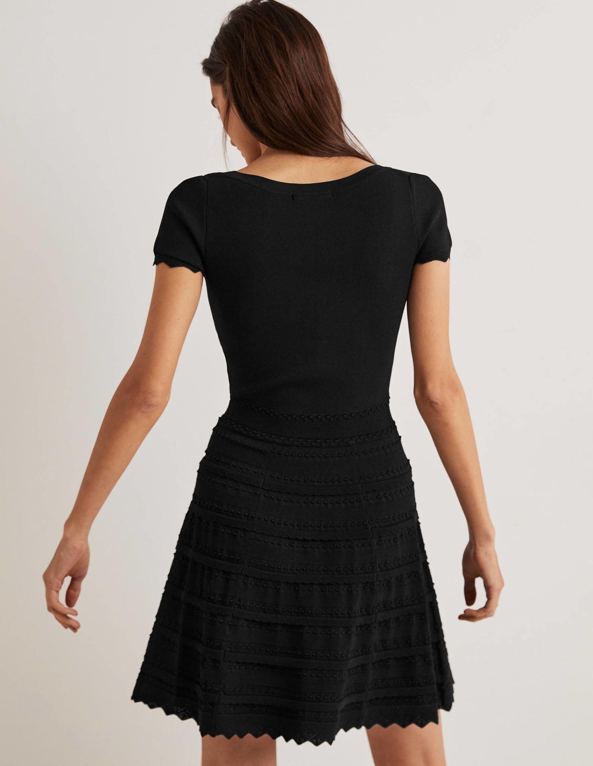 Detail Knitted Mini Dress-Black-3