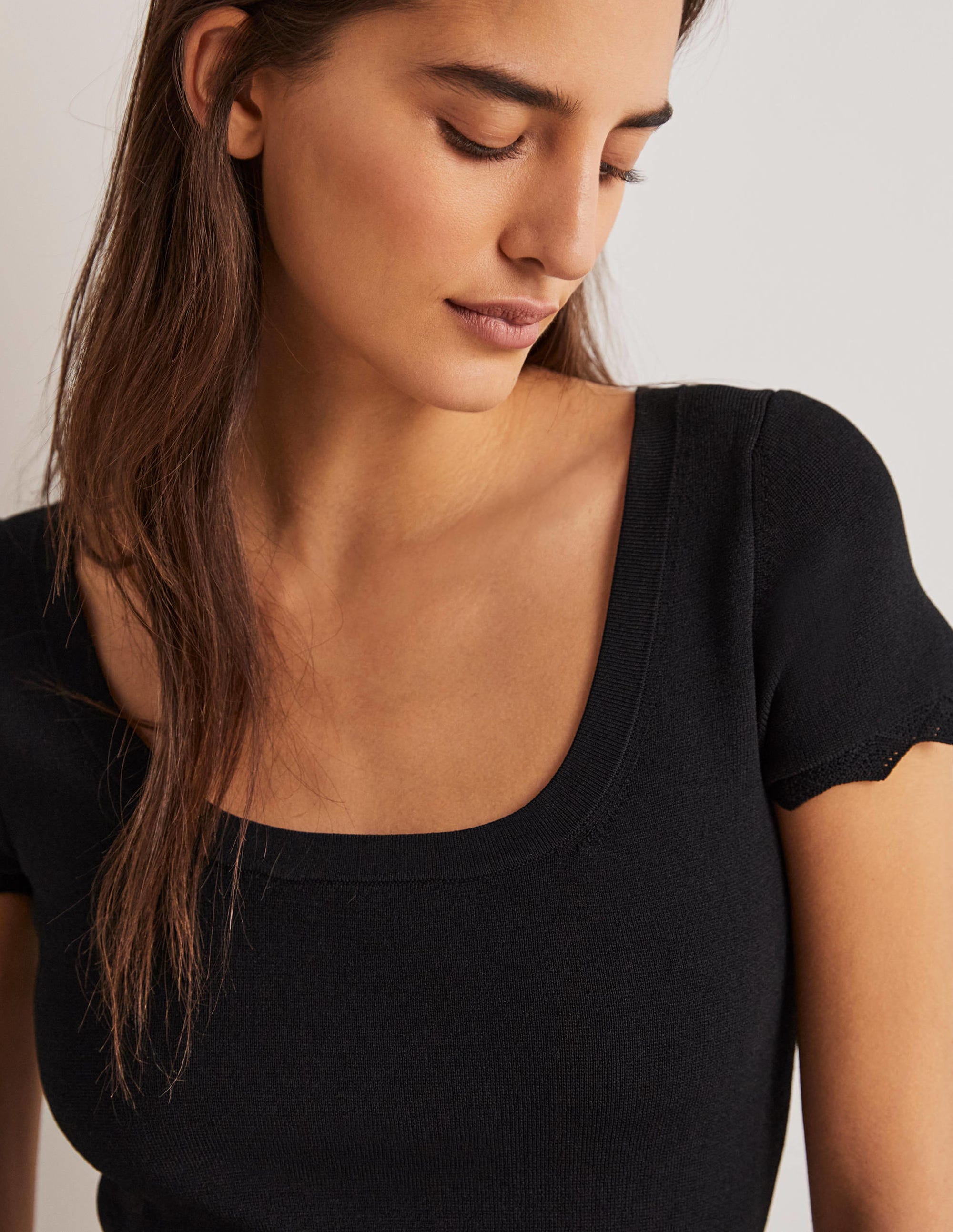 Detail Knitted Mini Dress-Black - Image 5
