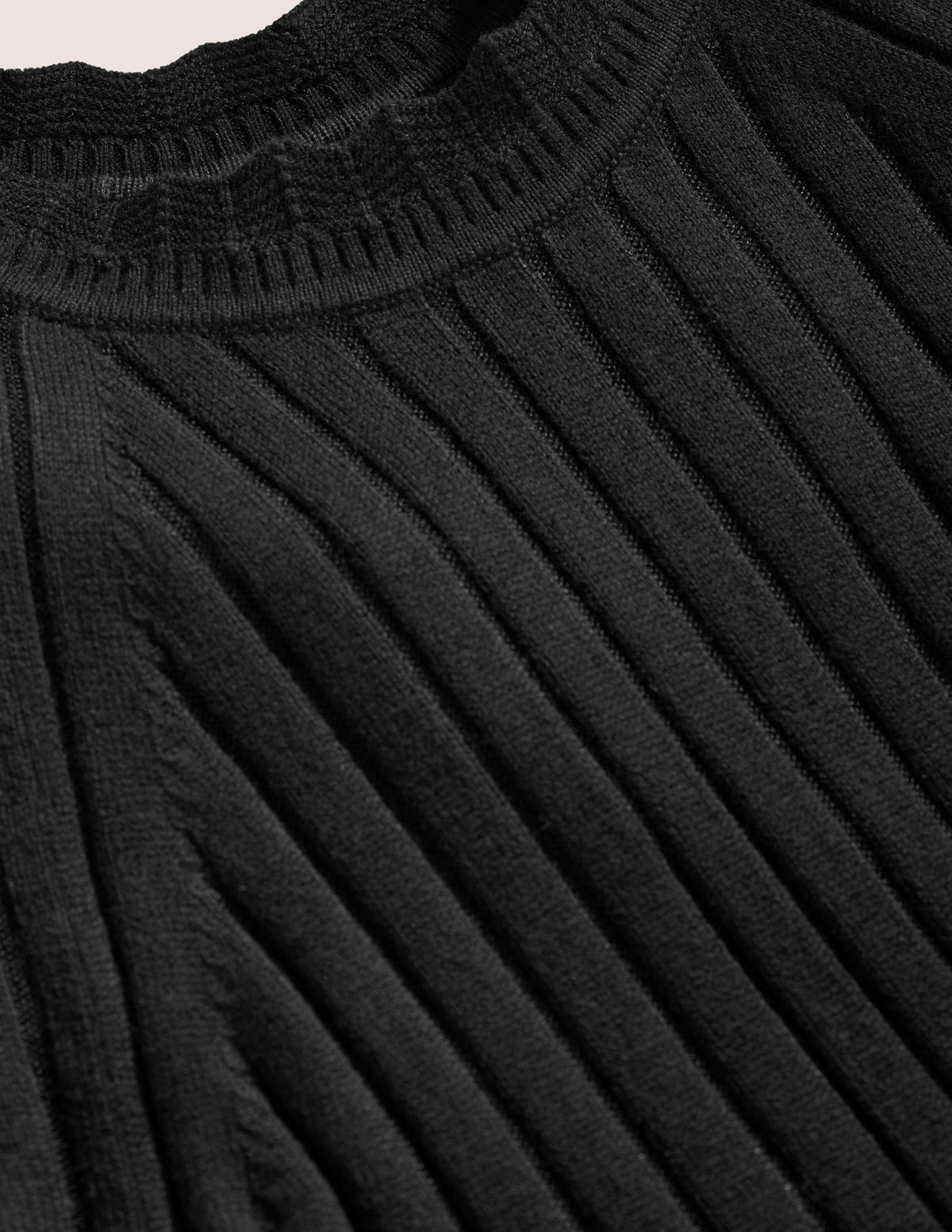 Rib Detail Knitted Midi Dress-Black-6