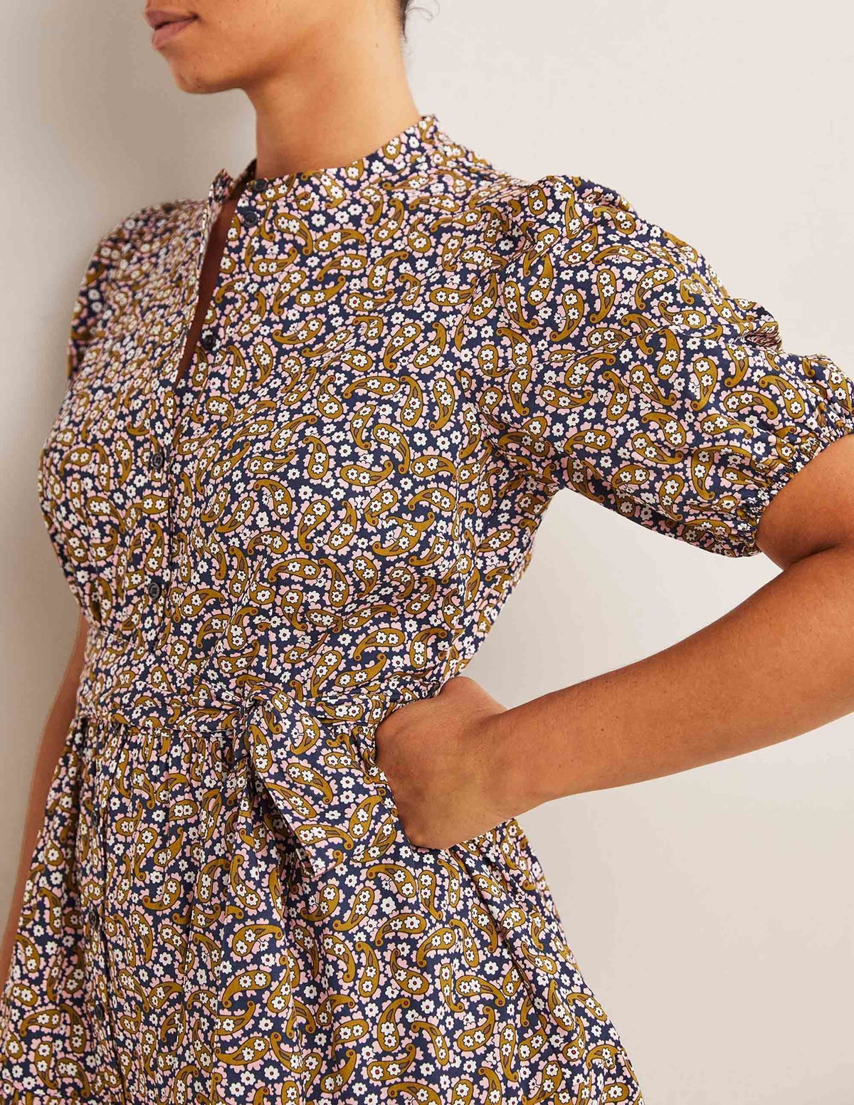 Tiered Shirt Dress-Citronelle, Petal Paisley - Image 2