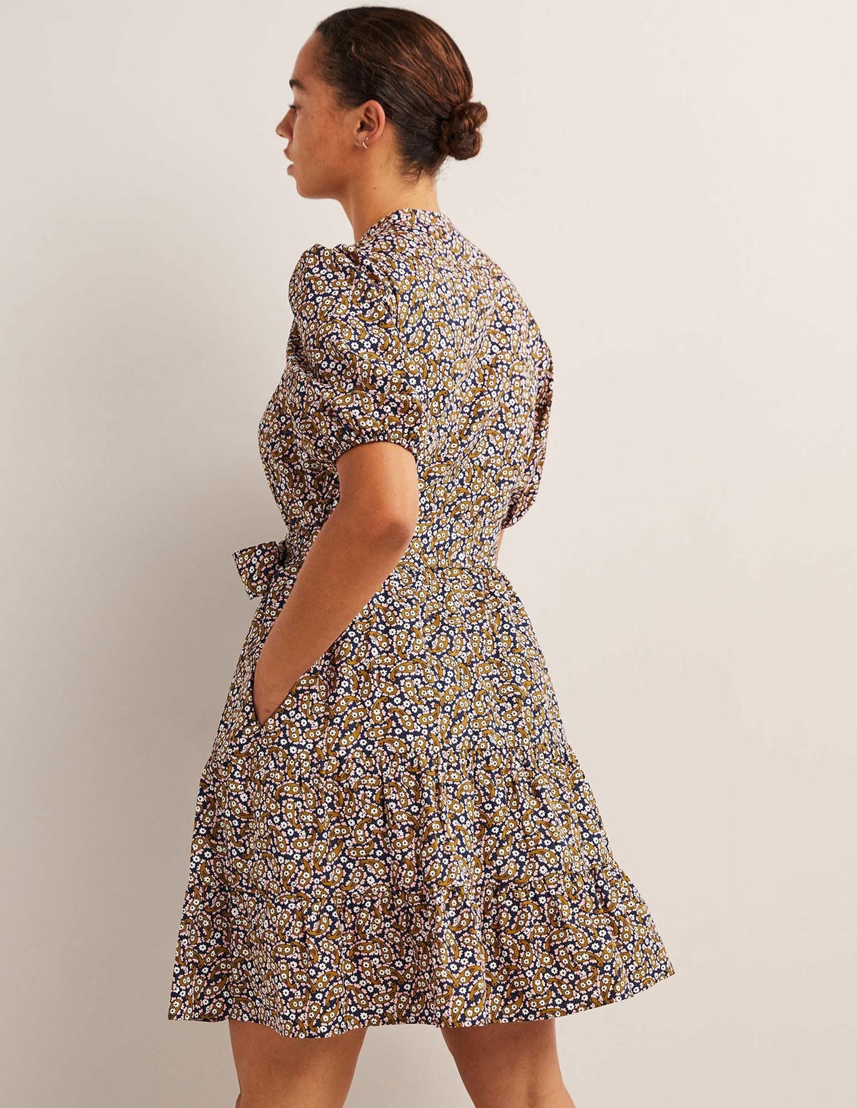Tiered Shirt Dress-Citronelle, Petal Paisley-3