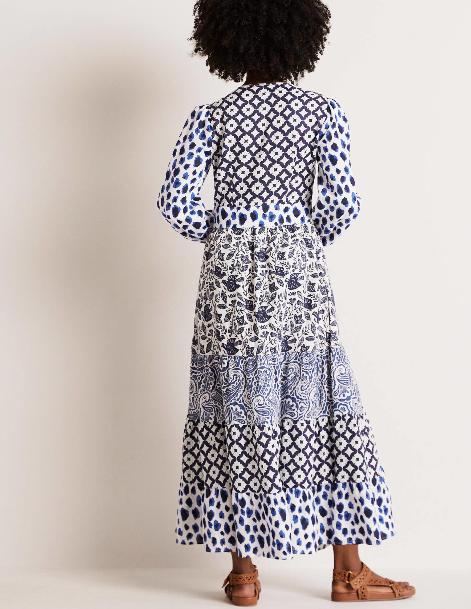 Repurposed Tiered Maxi Dress-Blue - Image 8