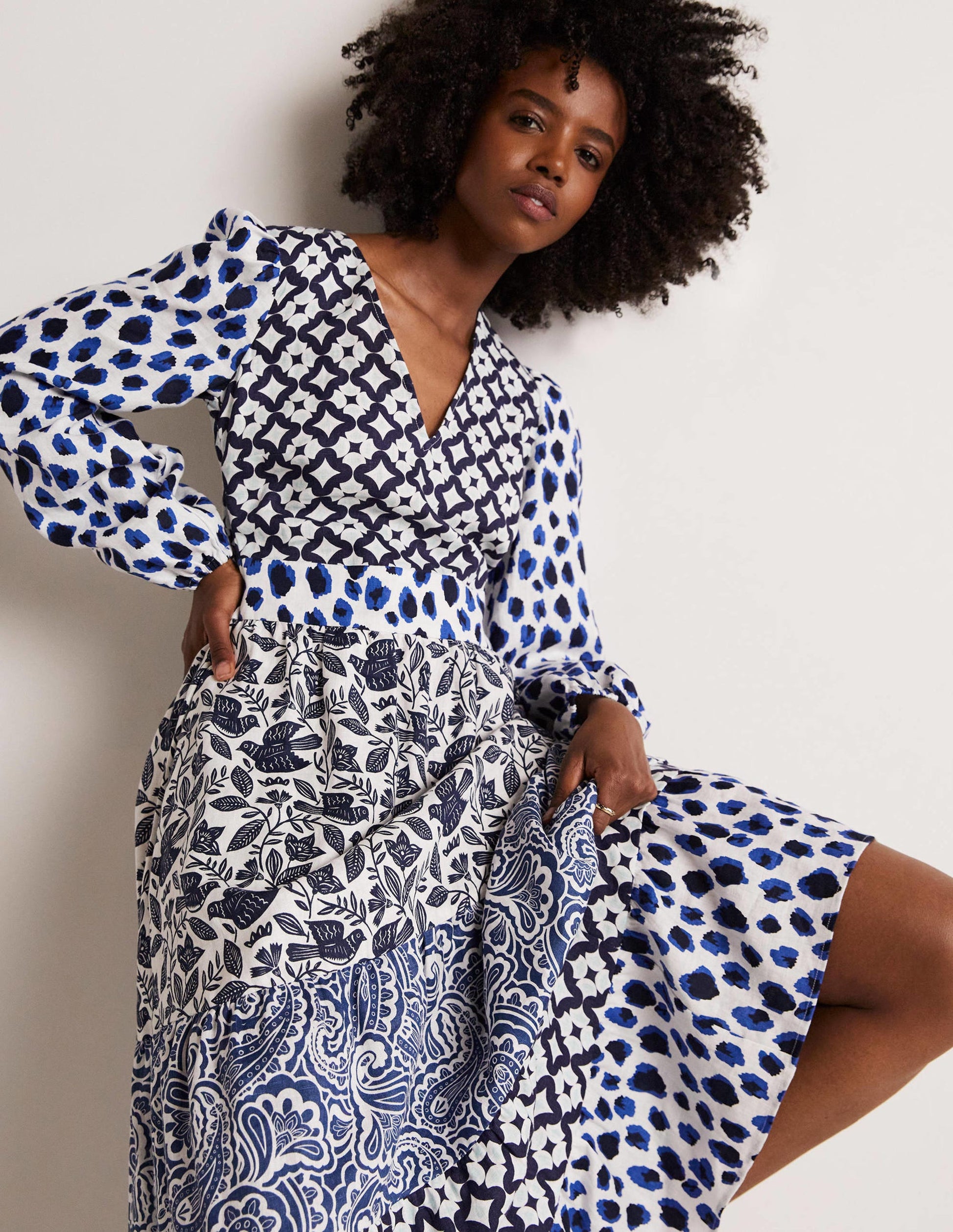 Repurposed Tiered Maxi Dress-Blue-9