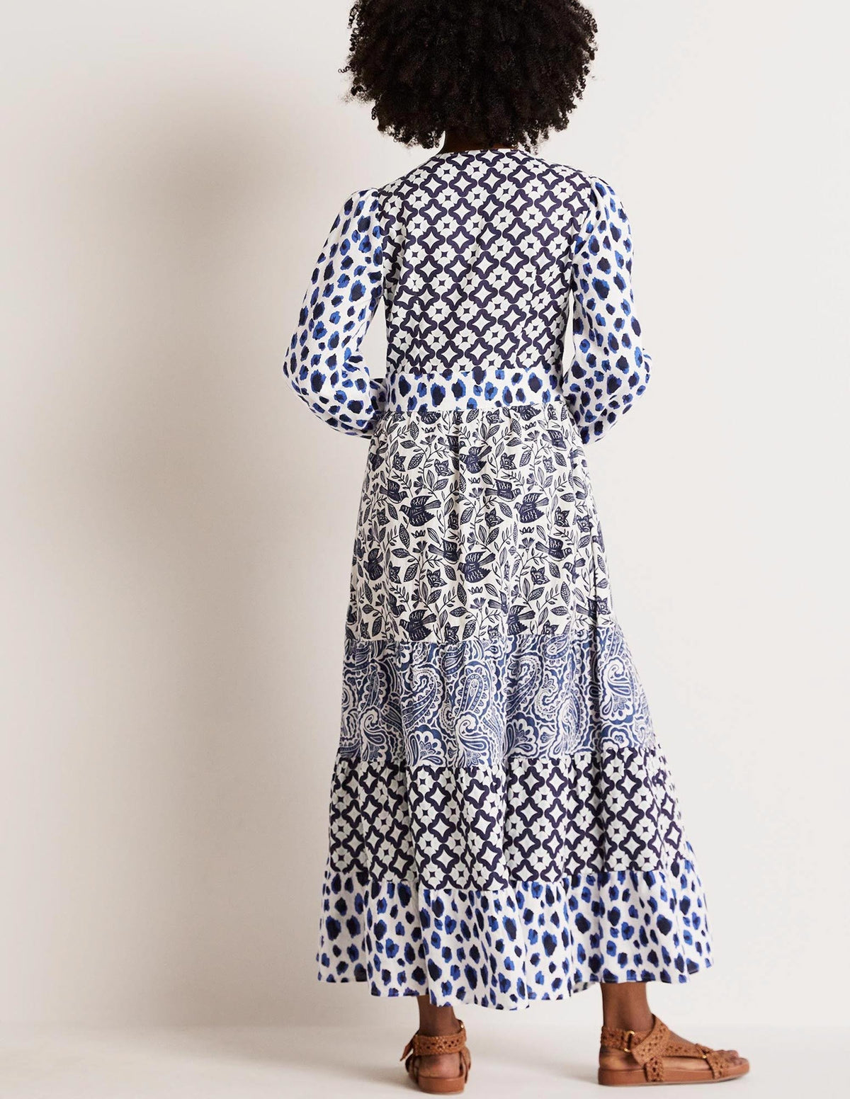 Repurposed Tiered Maxi Dress-Blue-3