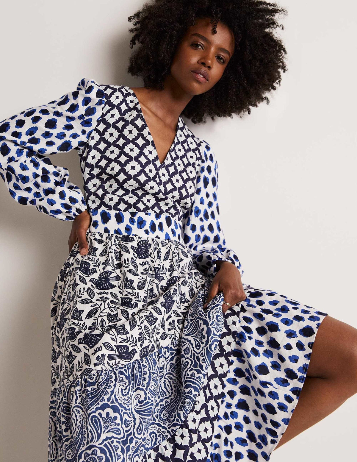 Repurposed Tiered Maxi Dress-Blue - Image 4