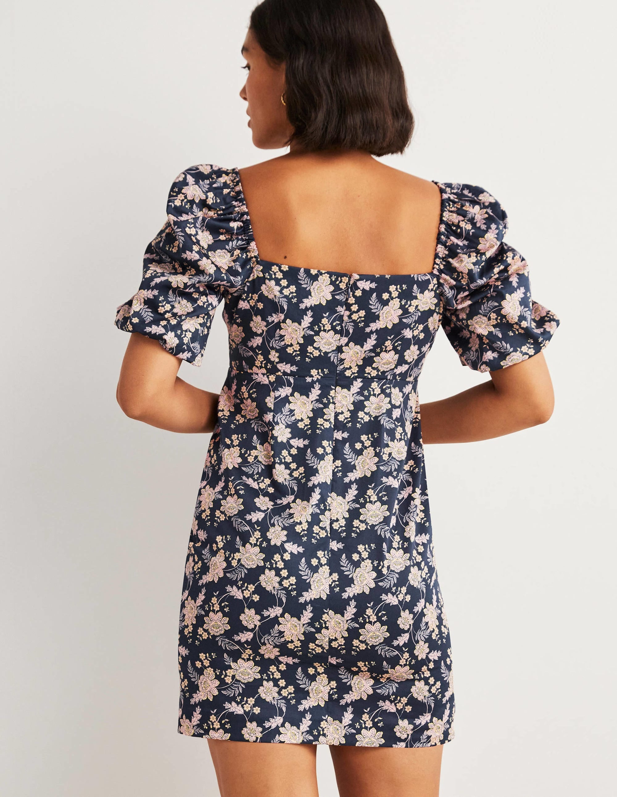 Cut Out Detail Mini Dress-Navy, Chintz Bloom - Image 3