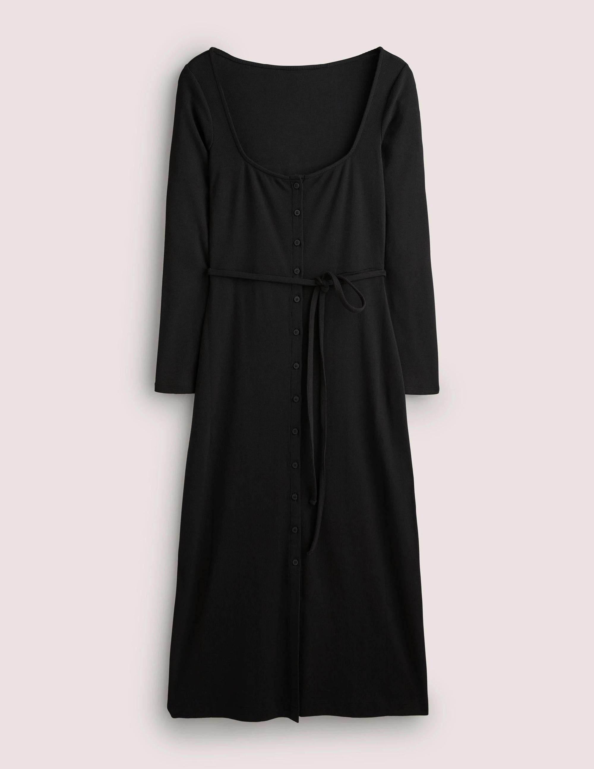 Jersey Rib Midi Dress-Black - Image 7