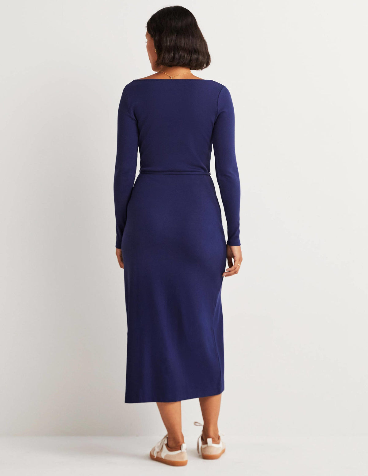 Jersey Rib Midi Dress-Navy - Image 3
