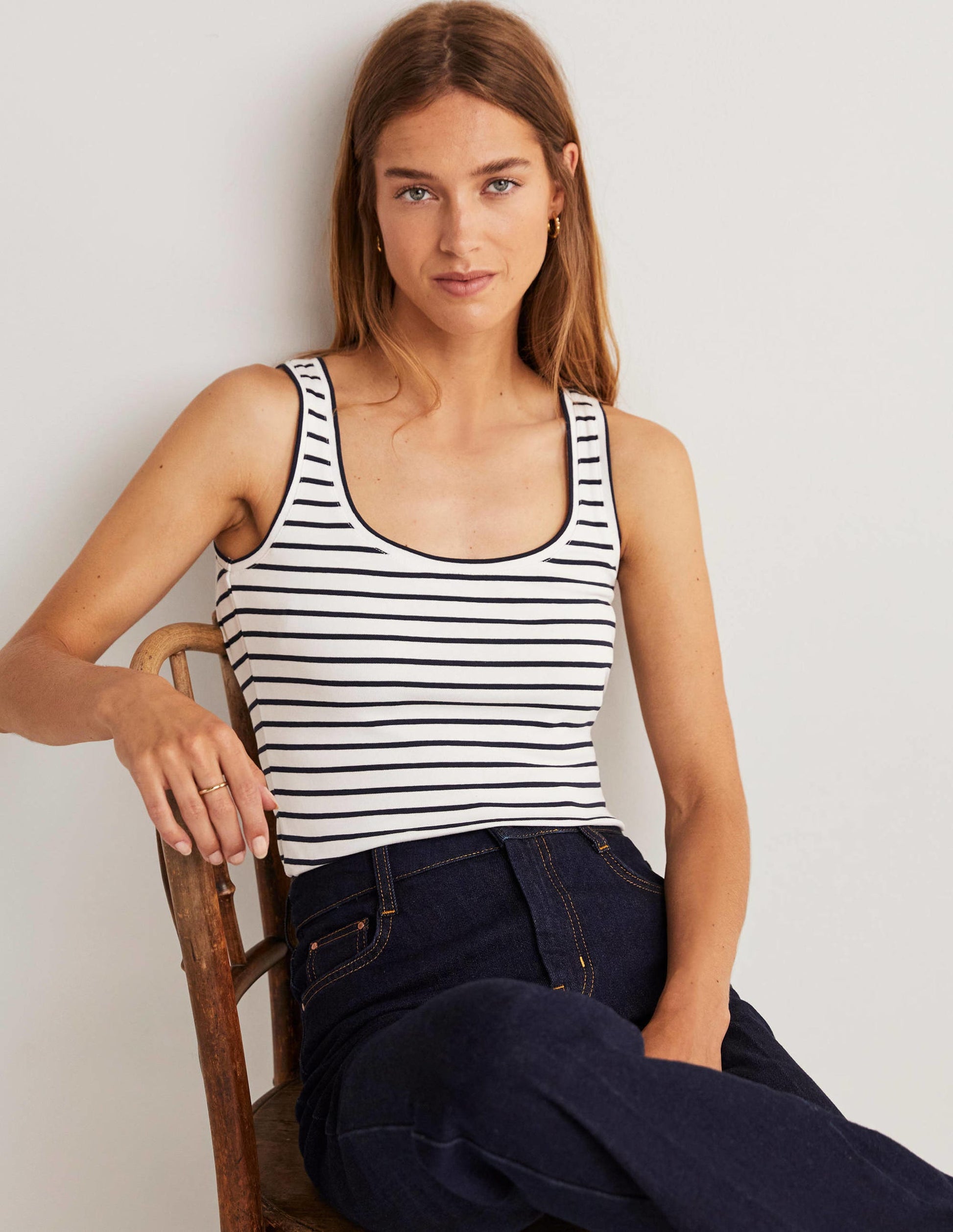 Essential Vest-Ivory / Navy Stripe-4