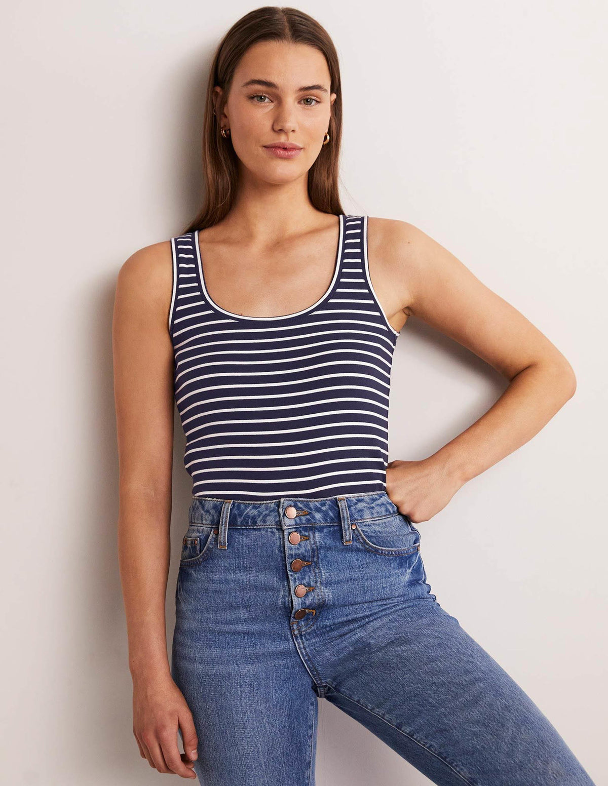 Essential Vest-Navy / Ivory Stripe - Image 4