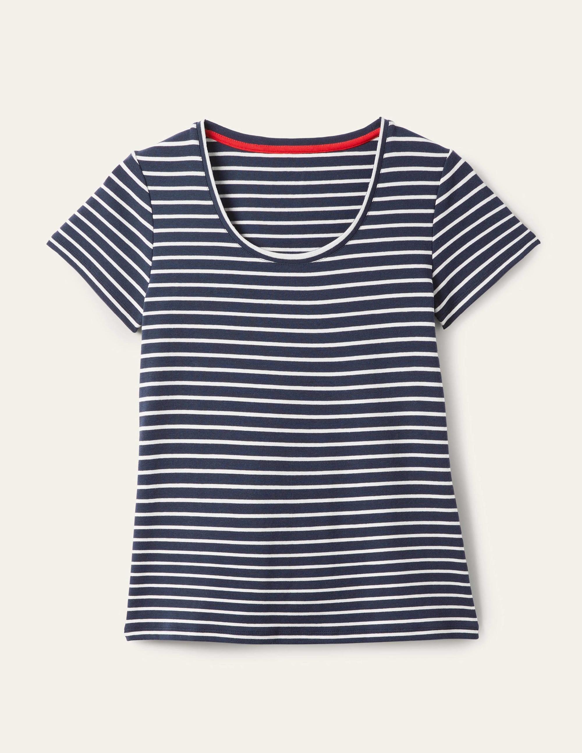 Essential Short Sleeve T-Shirt-Navy / Ivory Stripe - Image 10