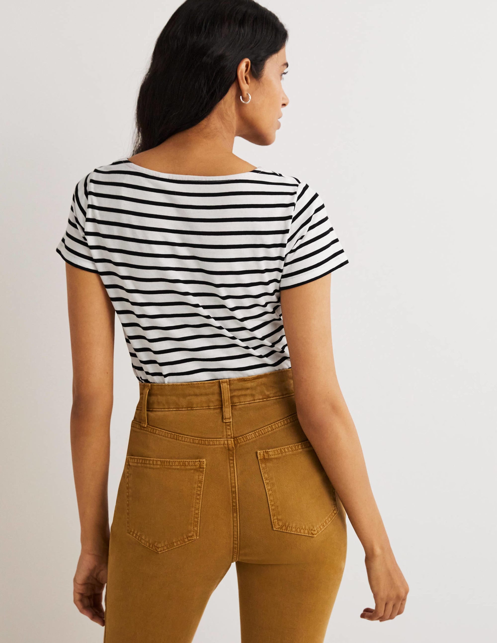 Short Sleeve Breton T-Shirt-Ivory / Black Stripe - Image 3