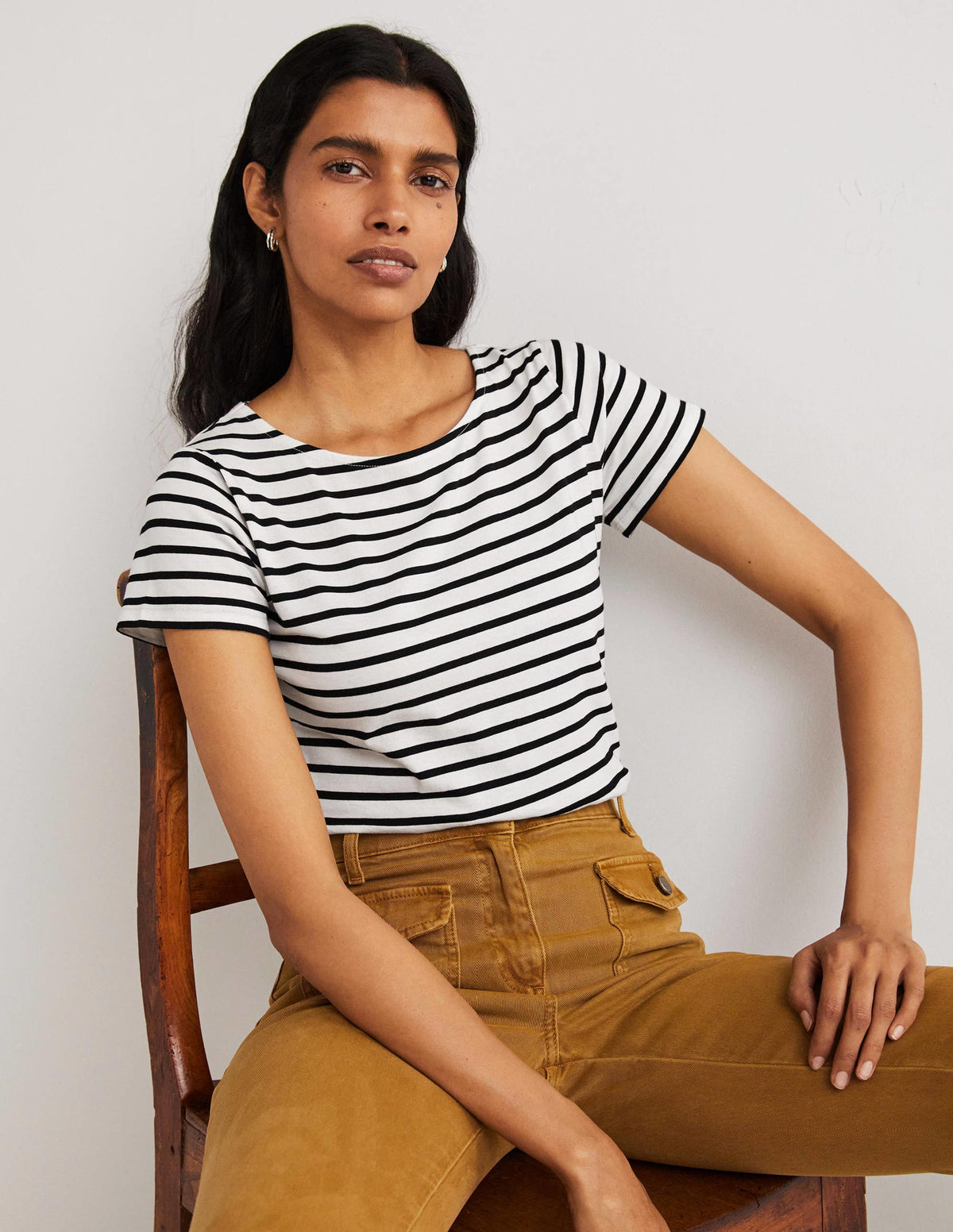 Short Sleeve Breton T-Shirt-Ivory / Black Stripe-4
