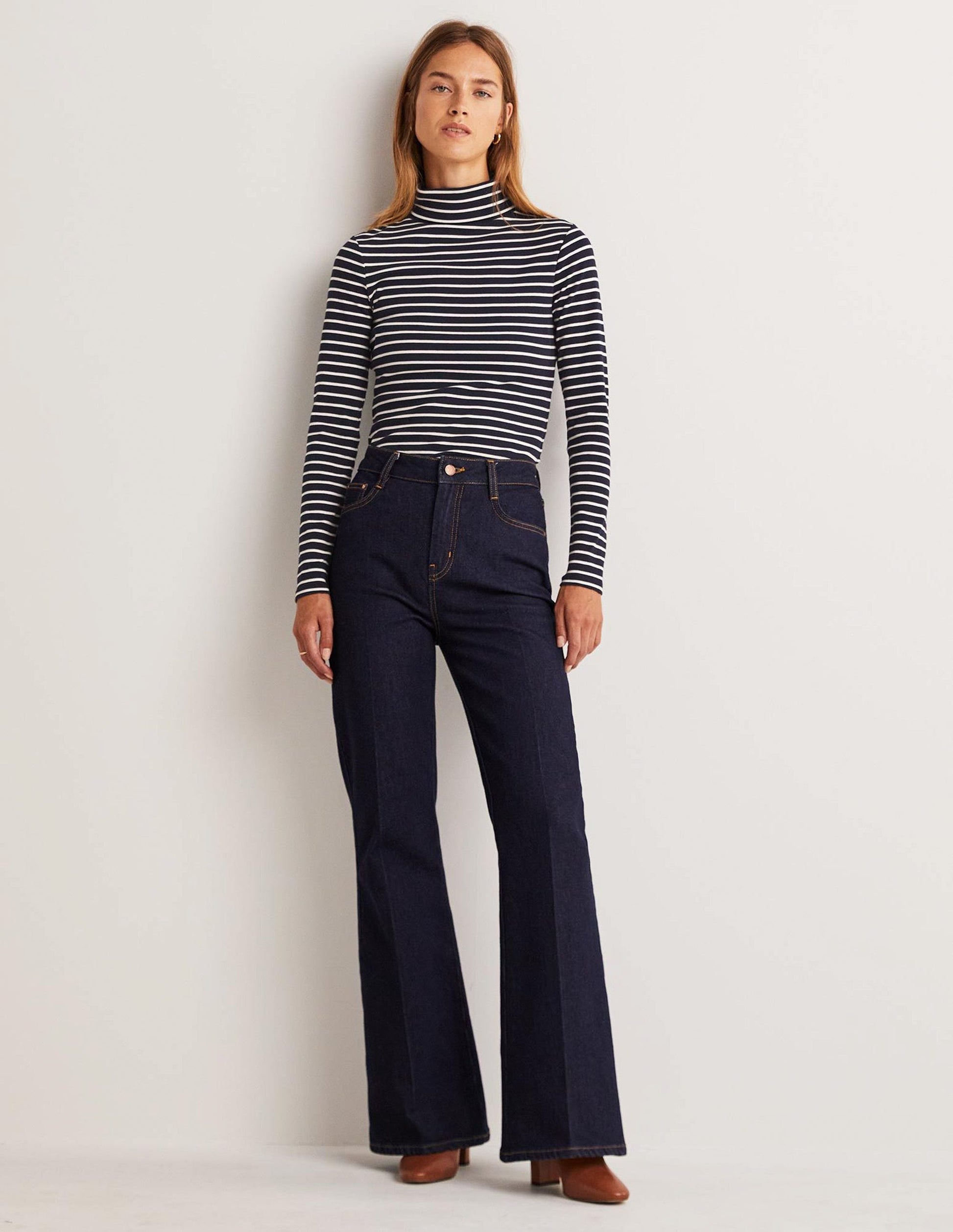 Essential Roll-neck Top-Navy / Ivory Stripe-5