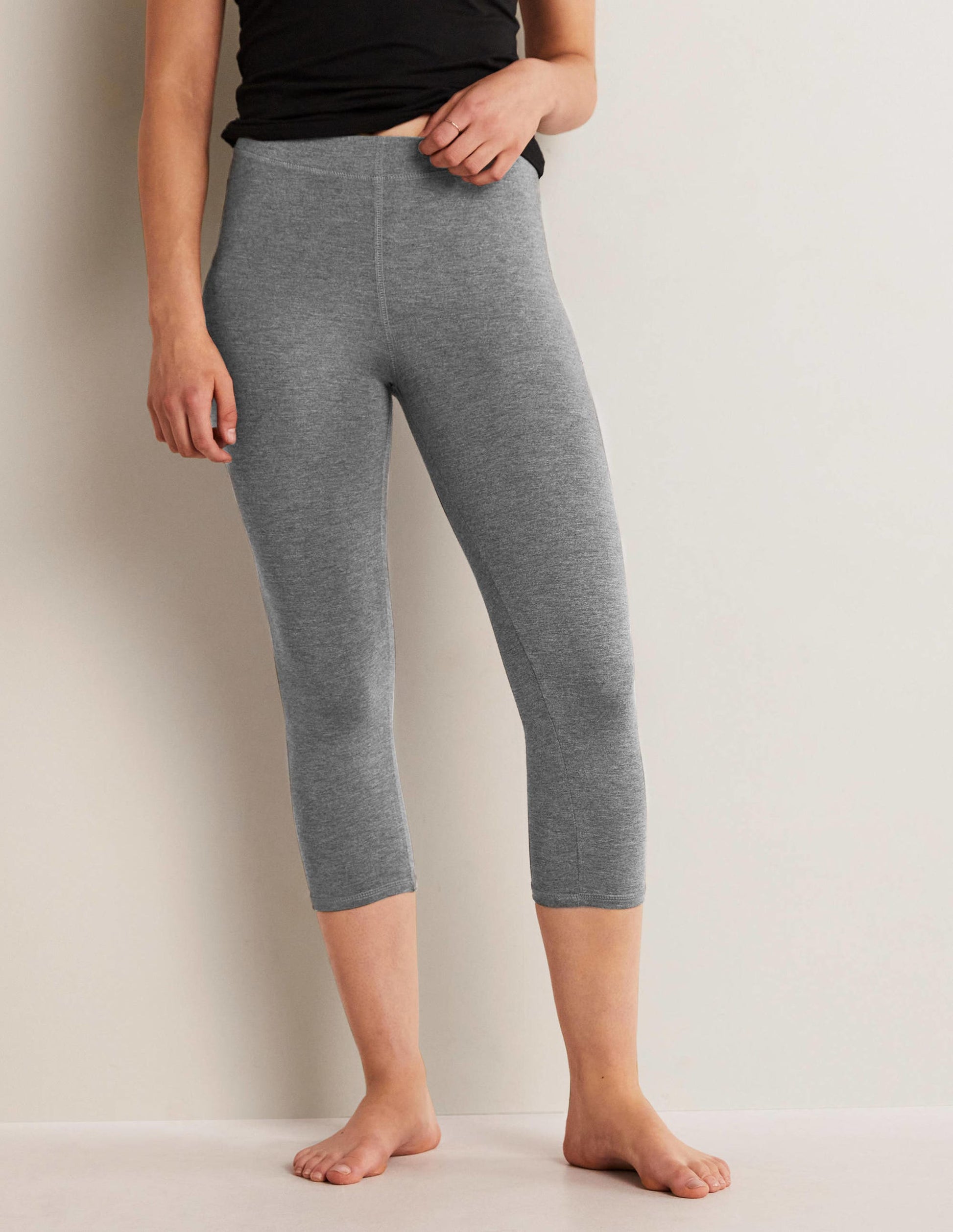 High Rise Crop Jersey Leggings-Charcoal-8