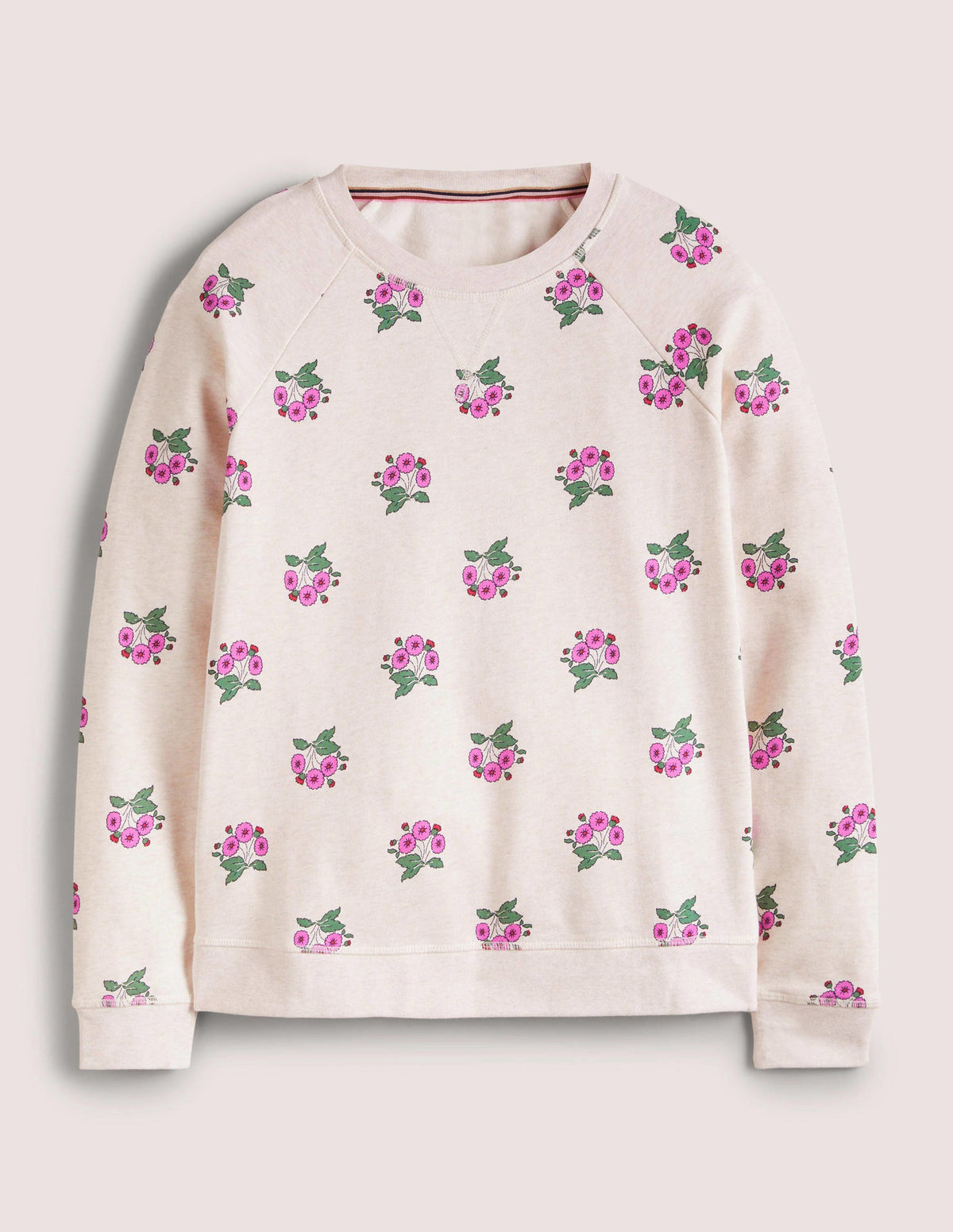 Printed Cotton Sweatshirt-Oatmeal, Wild Pansy-5