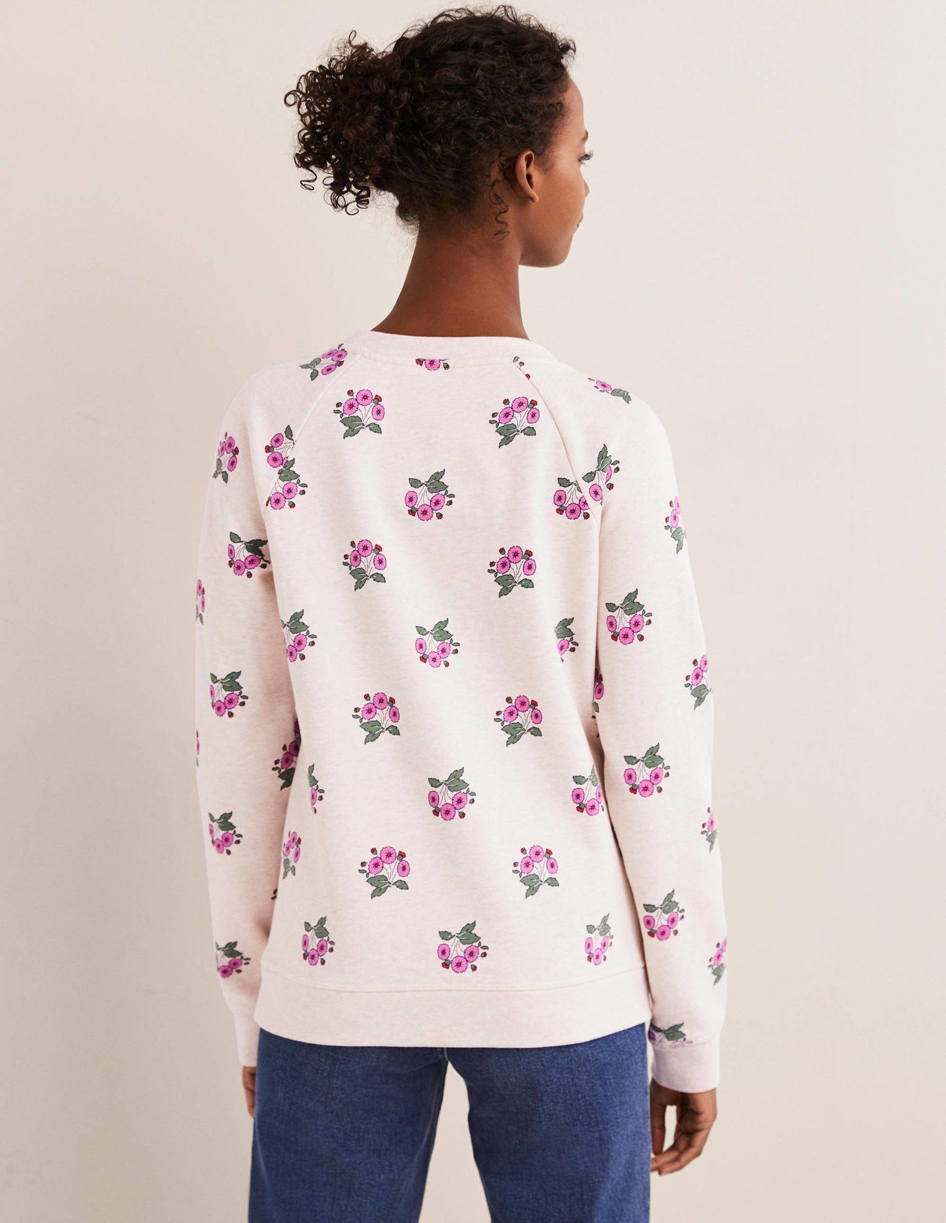 Printed Cotton Sweatshirt-Oatmeal, Wild Pansy-3