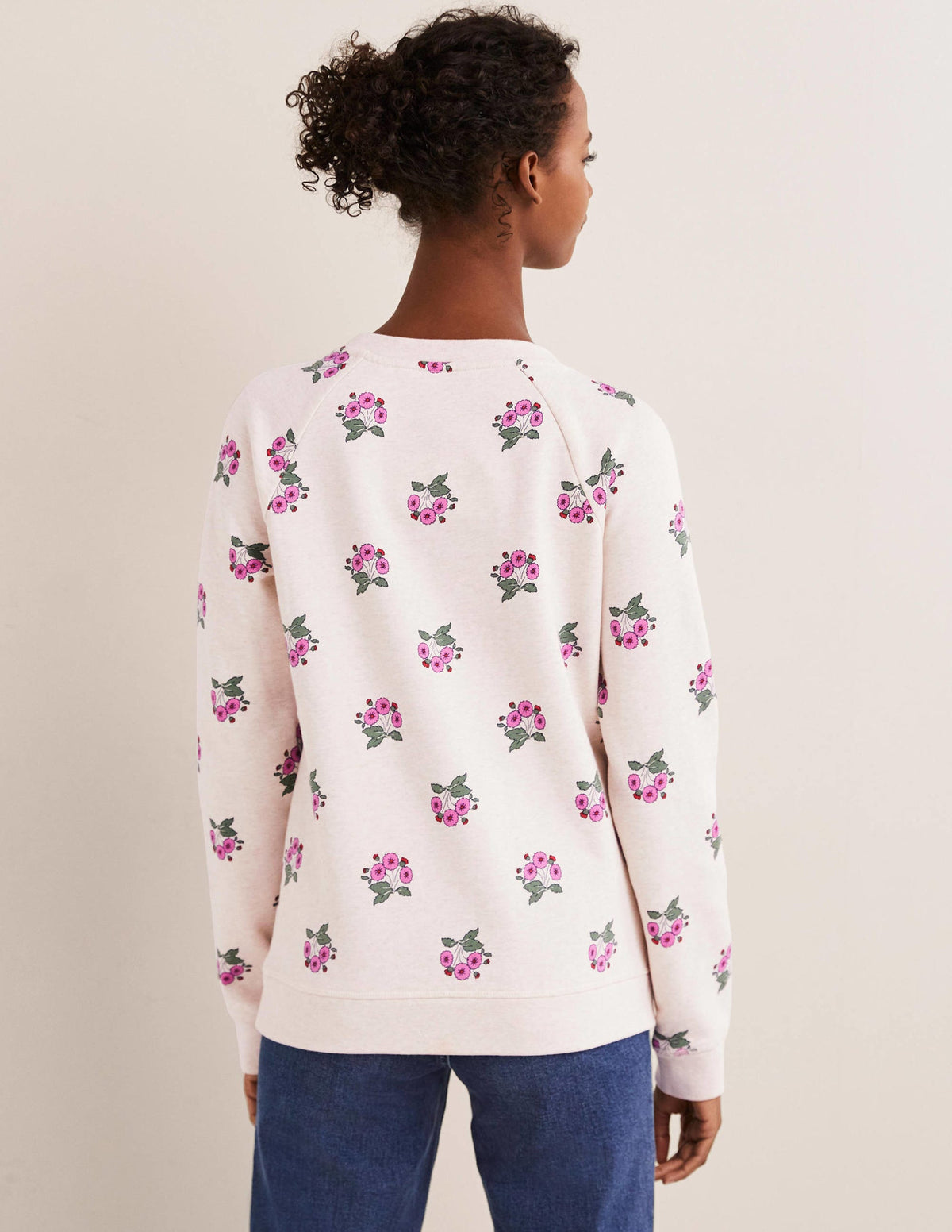 Printed Cotton Sweatshirt-Oatmeal, Wild Pansy - Image 3