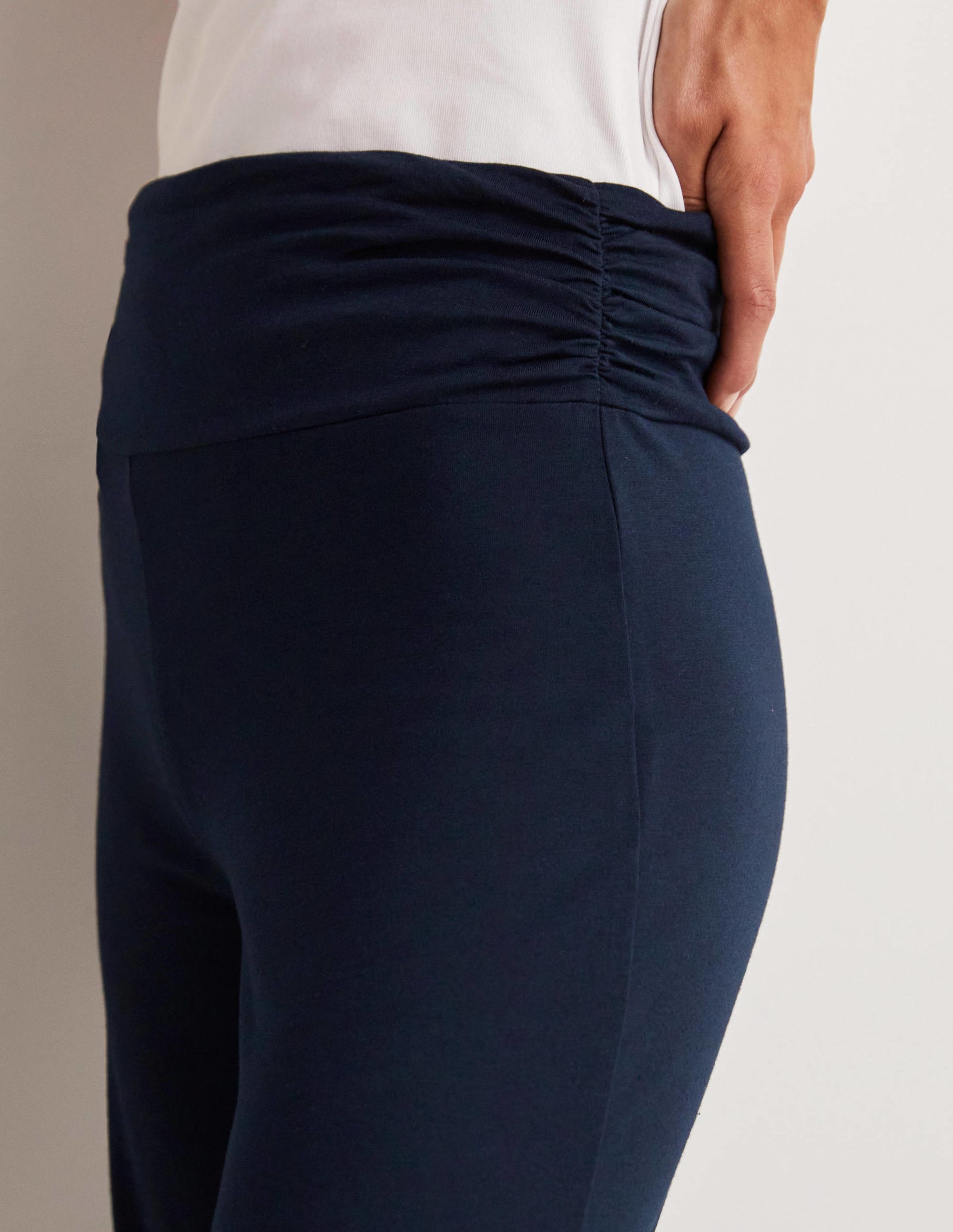 Wide Leg Jersey Trousers-Navy - Image 6